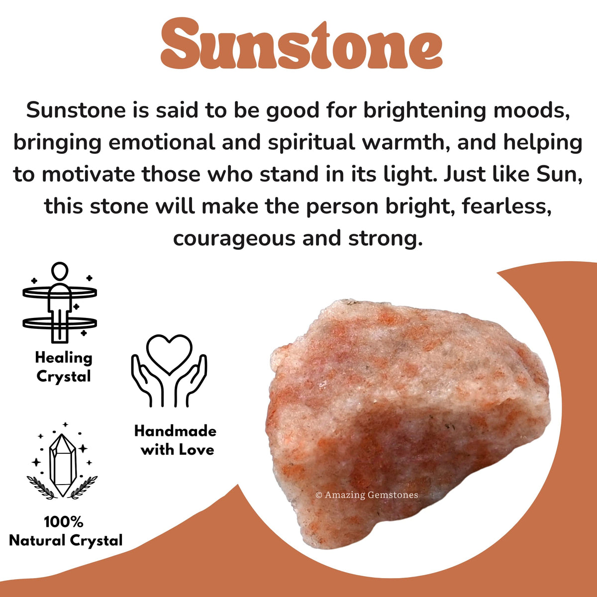Amazing Gemstone Sunstone Raw Crystals and Healing Stones, Natural Rocks for Tumbling and DIY Raw Stones and Crystals (1 lb)