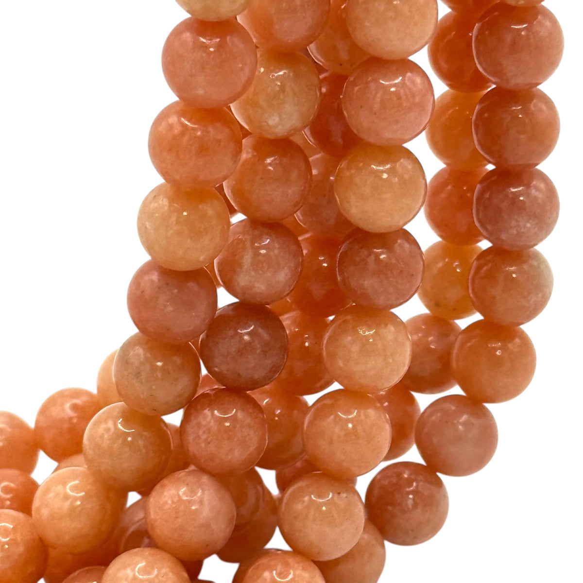 ABCGEMS Peruvian Strawberry Calcite Beads AKA Orchid Calcite (Well-Defined Peach & Orange Hues - Consistent Color with Minimal Fading or Dull Areas) Smooth Round 10mm