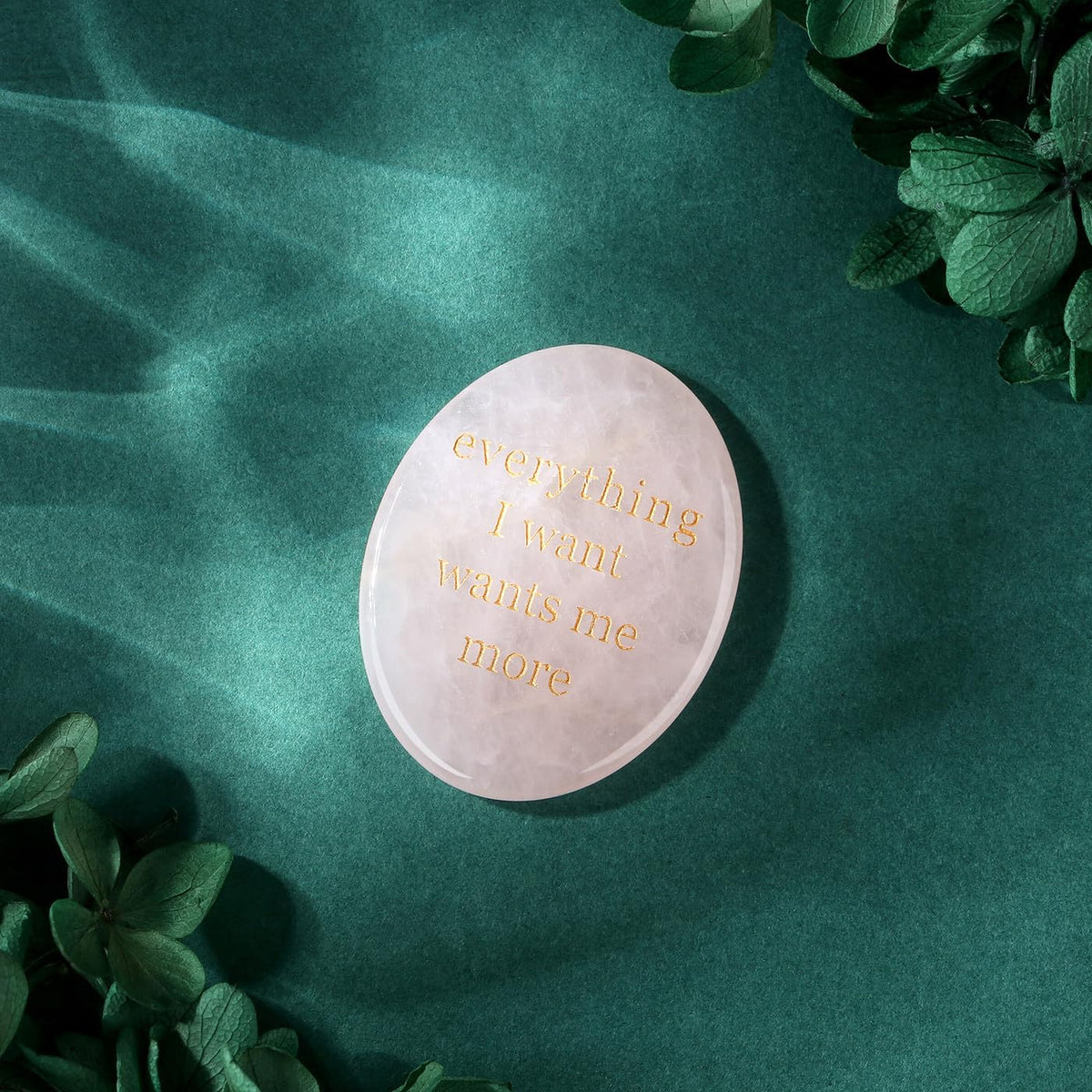 DUQGUHO Rose Quartz Crystal Encouragement Gifts for Women Everything I Want Wants Me More Inspirational Positive Anxiety Relief Items Pocket Hug Stones Emotional Calming Sobriety Gifts for Women Men