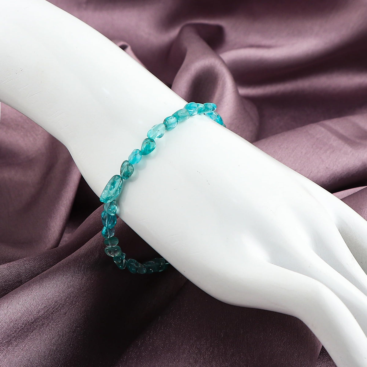 GemSymphony Neon Apatite Gemstone Tumble Bracelet – Hypoallergenic Gold Plated Chain, 7+1 Inch Adjustable, Spring Ring Clasp, Handmade Crystal Bracelet for Women, Natural Stone Healing Jewelry (Neon Apatite)