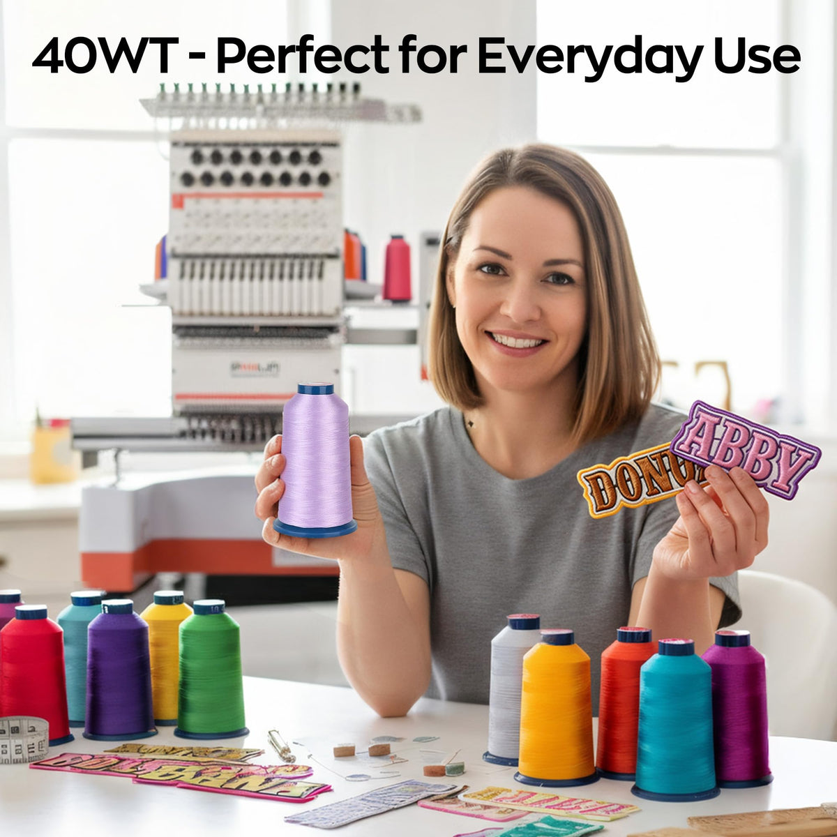 Poolin Embroidery Machine Thread Richword Selected 60 Colors 40WT (108D/2) Polyester Thread Kit Each Cone 4000M (4374Y)
