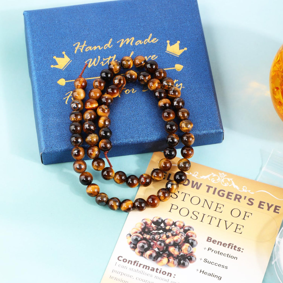 CMBYN Natural Stone Beads Round Genuine Real Stone Beading Strand Loose Gemstones DIY Smooth Bead for Bracelet Necklace Earrings Jewelry Making (Yellow Tiger's Eye, 6mm 60 Pieces)