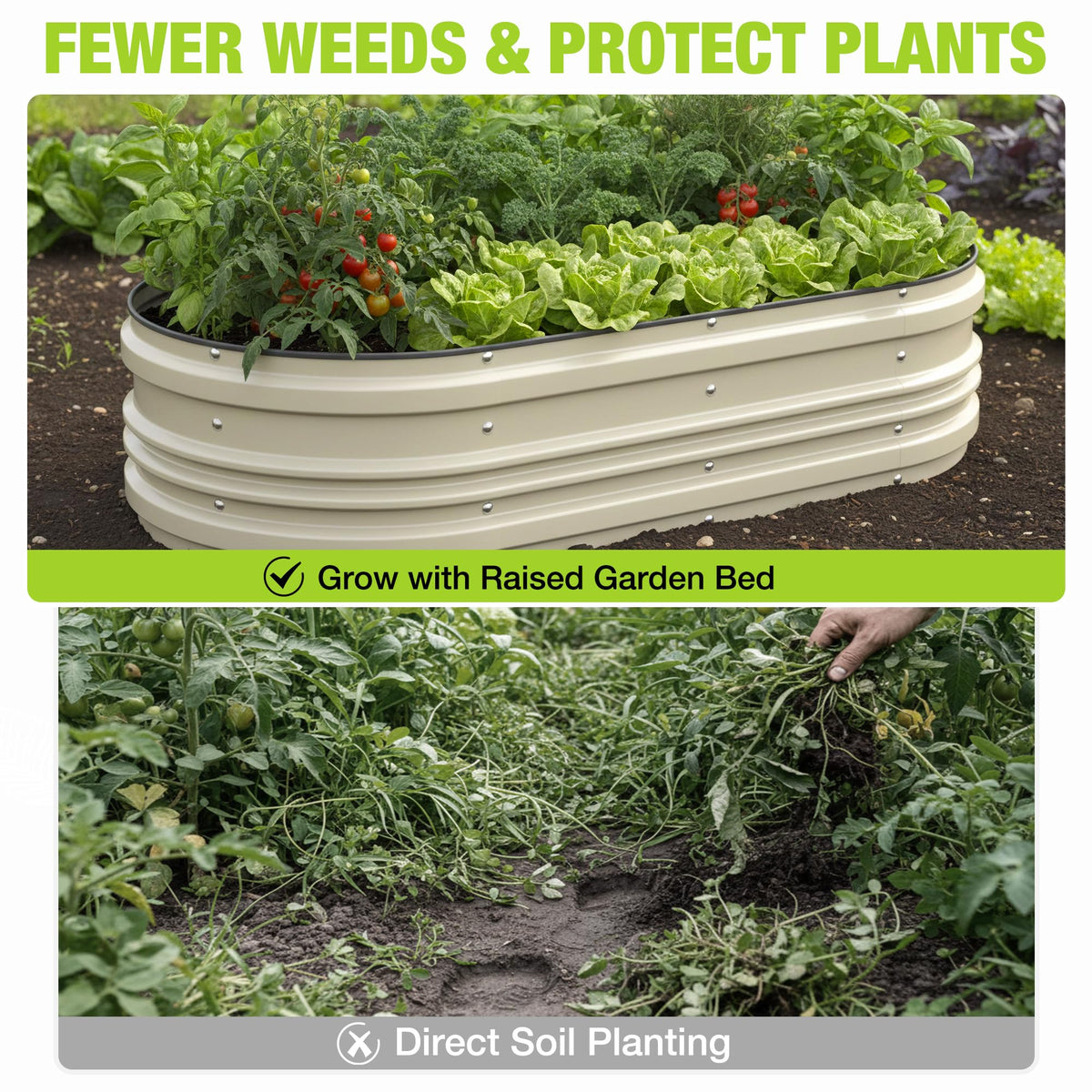 WORKPRO 2PK 4x2x1ft Outdoor Galvanized Raised Garden Bed Kit, Rust & Corrosion Protection, Easy Assembly, Safe Edge, Ideal for Vegetables & Flowers, White