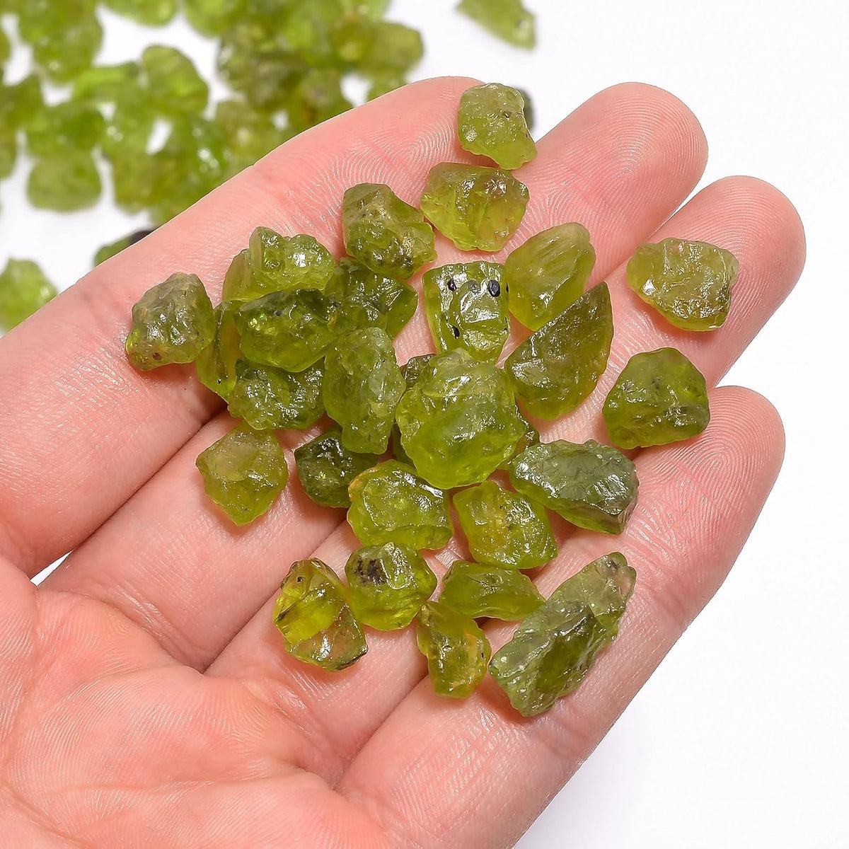 Gemkora 30 carats Raw Green Peridot crystals, wholesale lot, natural gemstone, rough crystals, rock stones, jewelry making supplies, DIY & Crafts, August Birthstone, 8 to 12 mm