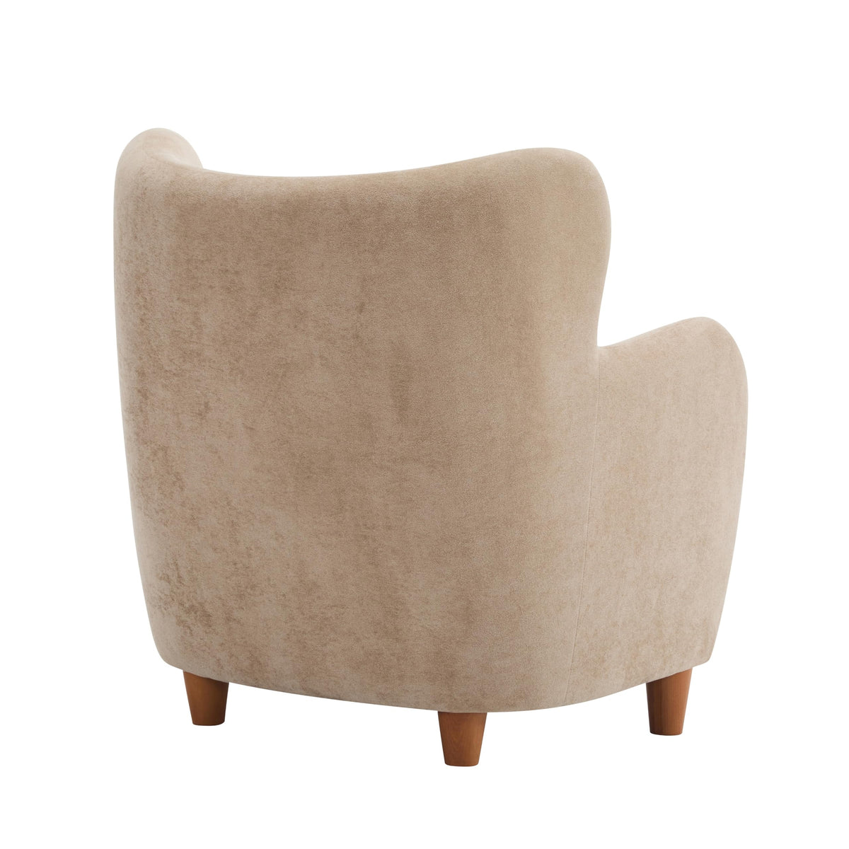 Merax Wingback Accent Armchair, Velvet Upholstered Lounge Chair with Pocket Spring Cushion and Solid Birch Legs, Mid Century Modern Reading Chair for Living Room Bedroom, Camel