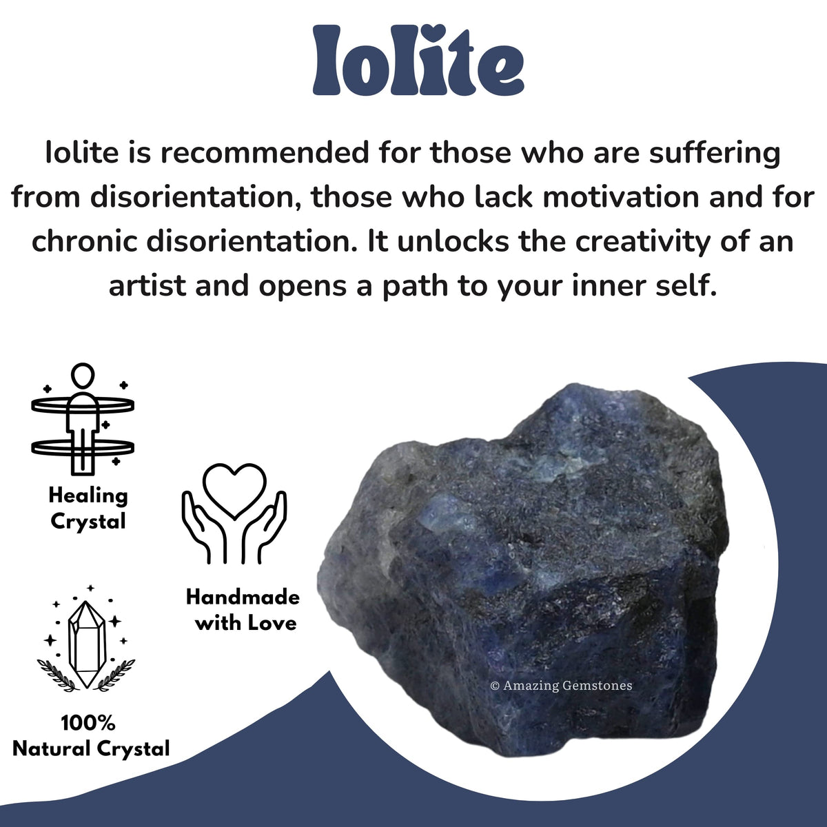 Amazing Gemstone Iolite Raw Crystals and Healing Stones, Natural Rocks For Tumbling - DIY Raw Stones And Crystals (1 Piece)