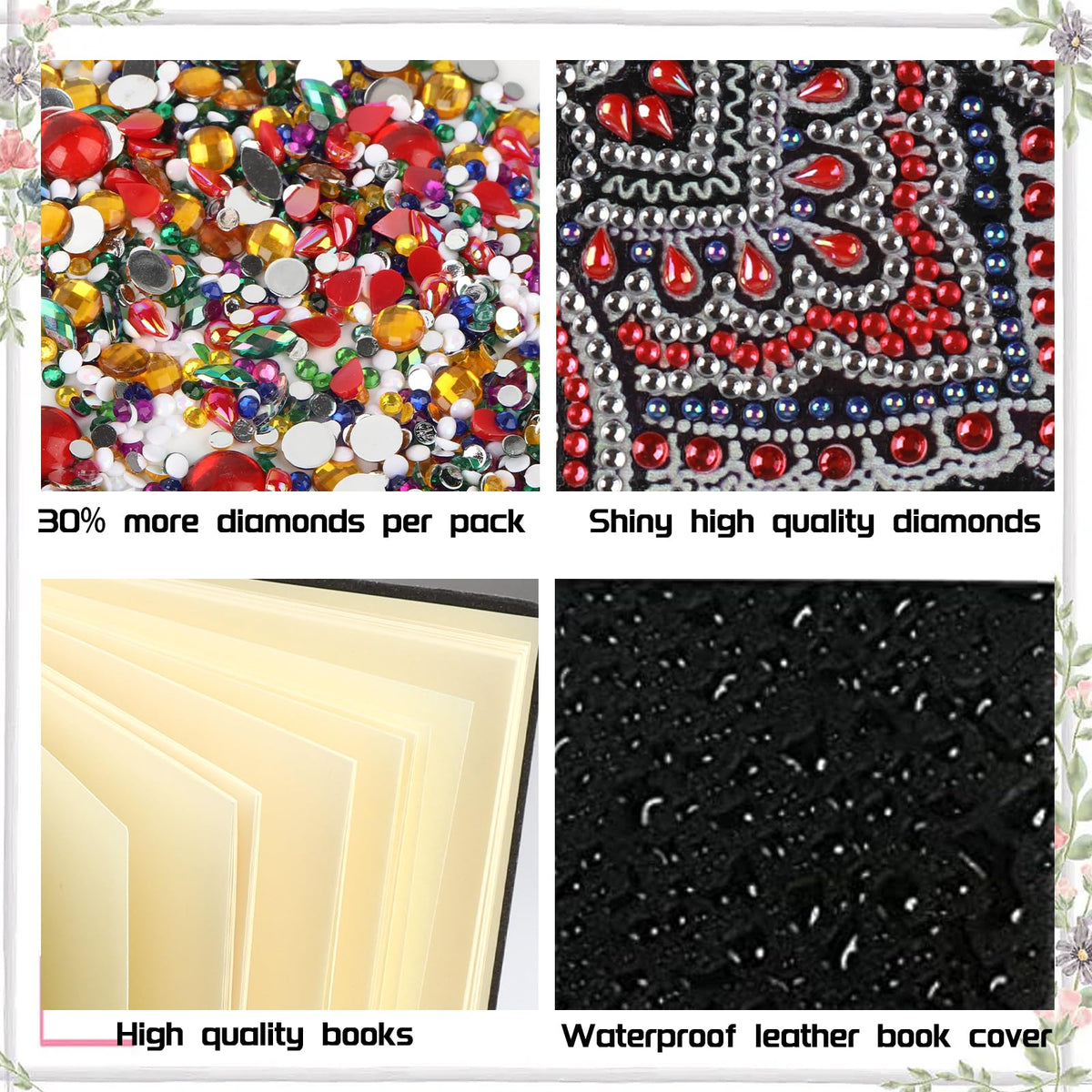 DCIDBEI Diamond Painting Notebook Blank Set of 2 Diamond Art Notebook A5 Diamond Art Kits for Adults Journal Book Sketchbooks Cat Flowers Craft Set Diary Sketchbook Painting by Numbers Notebooks