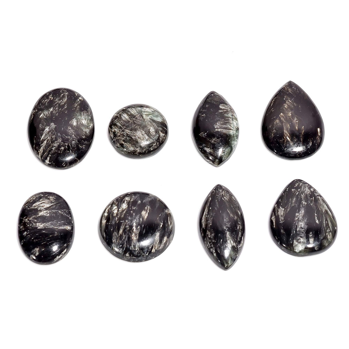 GEMKORA™ 5pcs Golden Seraphinite Gemstone Wholesale Cabochons Lot, Jewelry Making Loose Gemstone, Polished Home Decor Specimen, DIY, Wire Wrapping, Reiki, Healing Crystals, Bulk Gemstone Deal