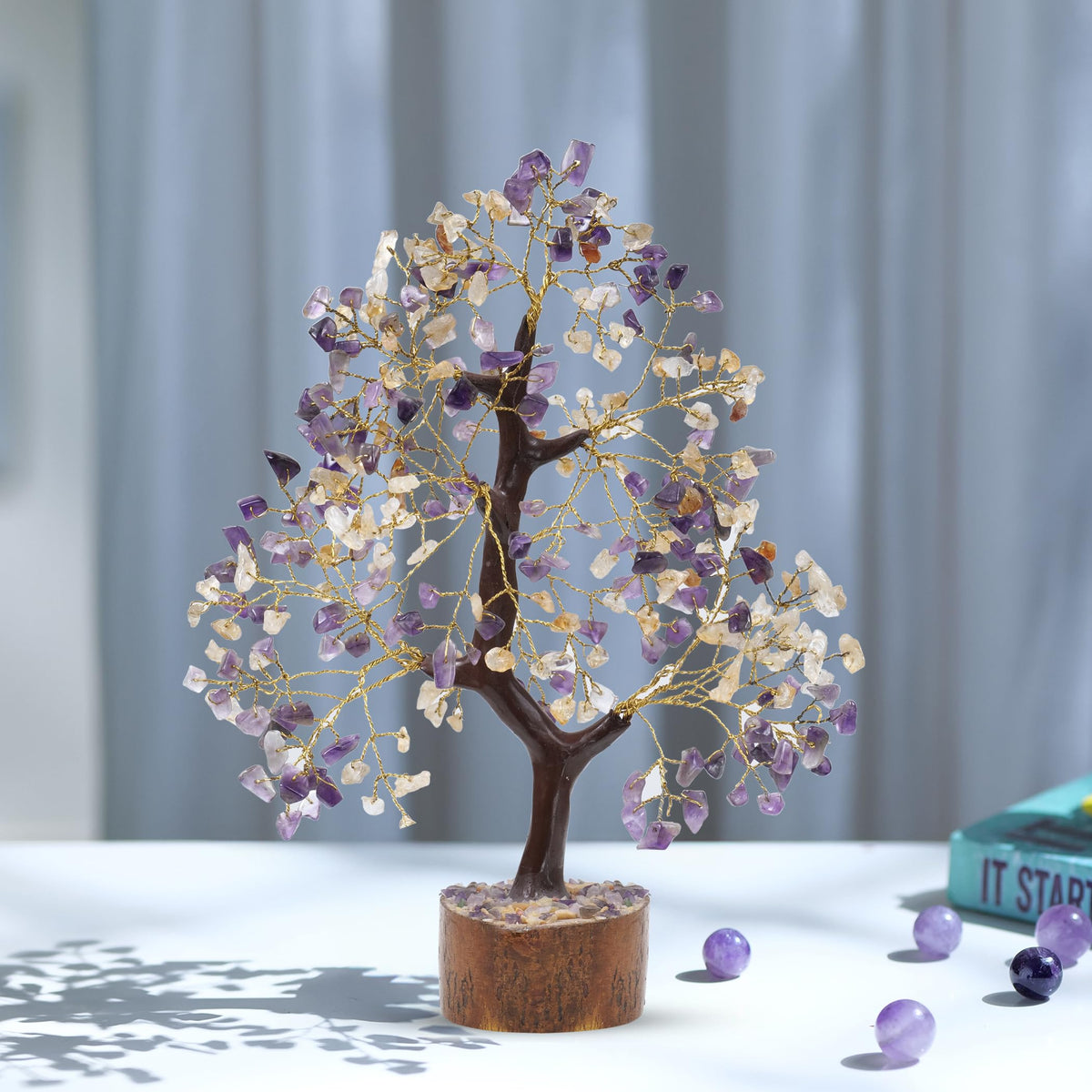 PYOR Amethyst Crystal Tree, Citrine Stone, Money Tree, Gifts for Women, Crystals, Room Decor Aesthetic, Meditation Accessories, Office Shelf Decor