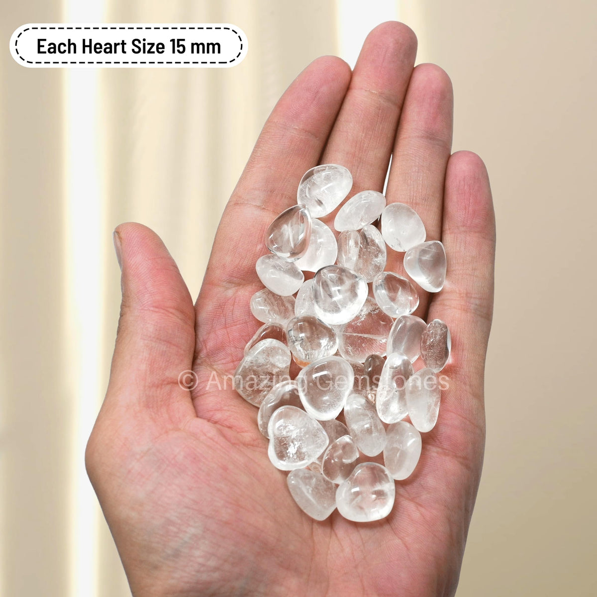 Amazing Gemstone Clear Quartz Stone Heart - Pack of 10 Crystal Heart Stones Rocks - Corazones De Piedra Crystals and Healing Stones Heart Shaped Crystal - Stocking Stuffers Gifts