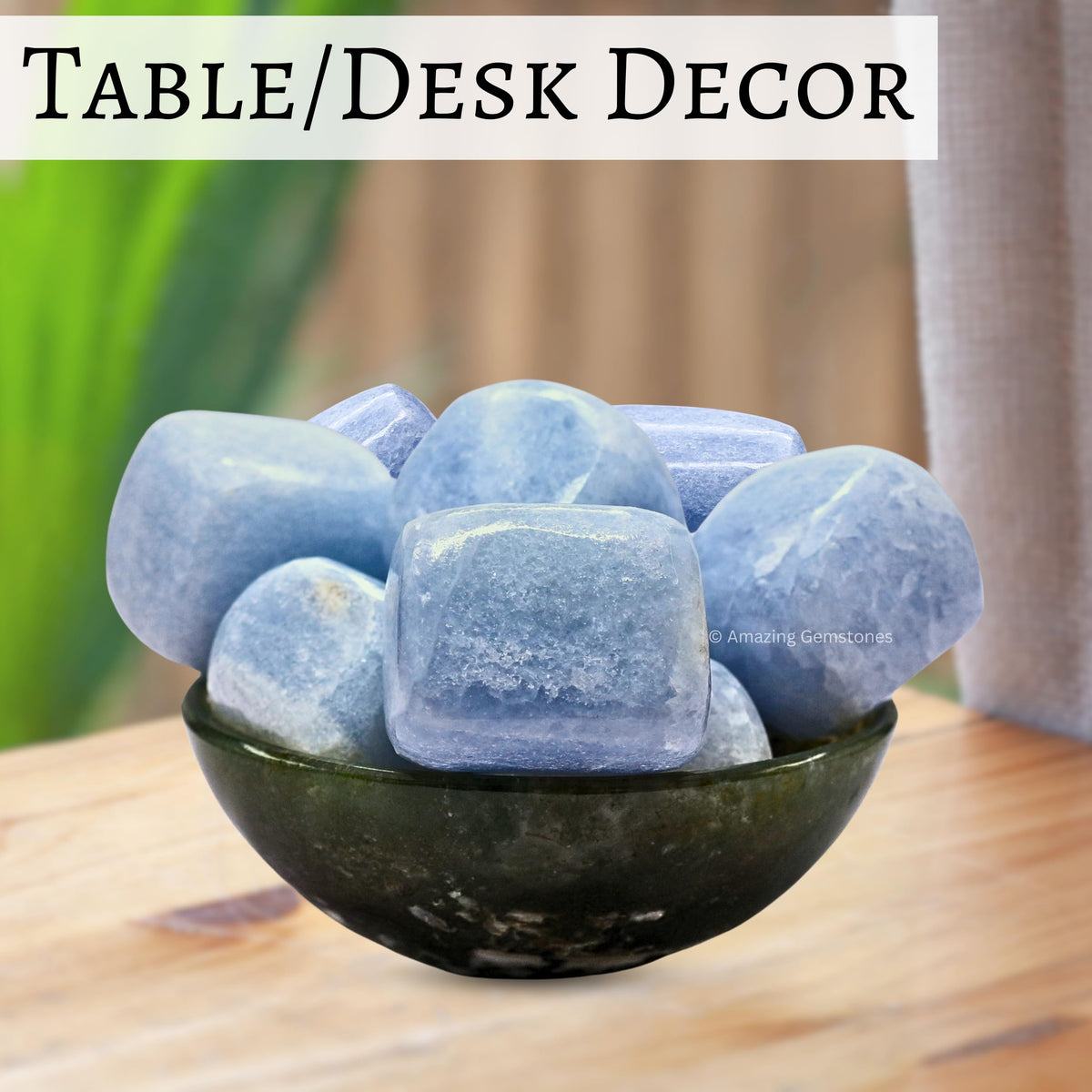 Amazing Gemstone Blue Calcite Crystals and Healing Stones Tumbled - 1 oz Natural Healing Stones for Energy Balance, Stress Relief - Premium Polished Gems Rocks for Meditation and Wellness