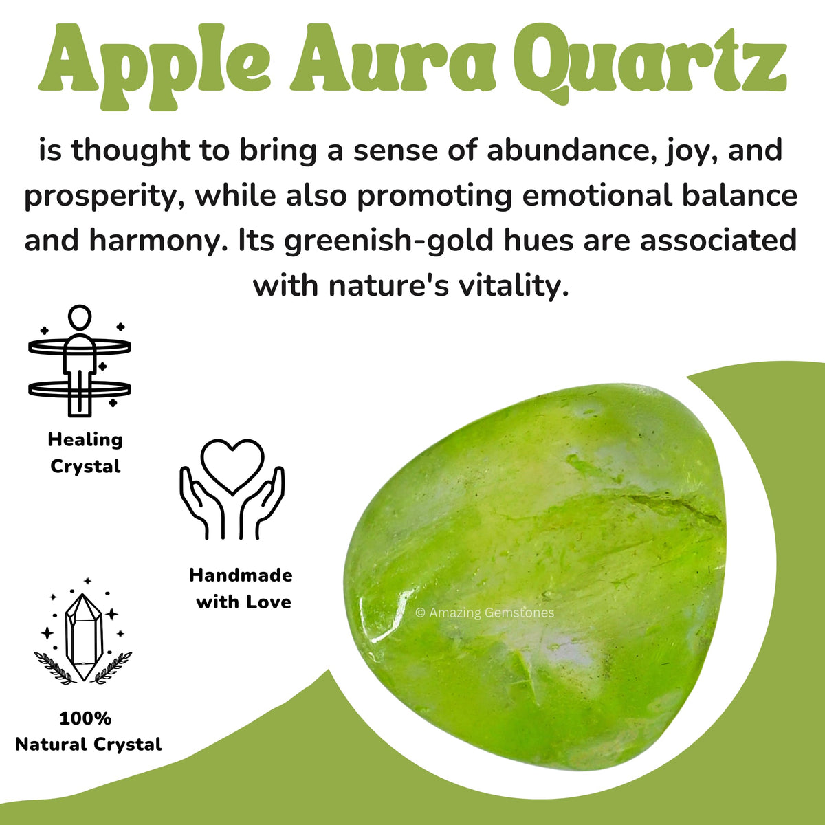 Amazing Gemstone Apple Aura Quartz Crystals and Healing Stones Tumbled - 1 oz, Healing Stones for Energy Balance, Stress Relief - Premium Polished Gems Rocks for Meditation and Wellness