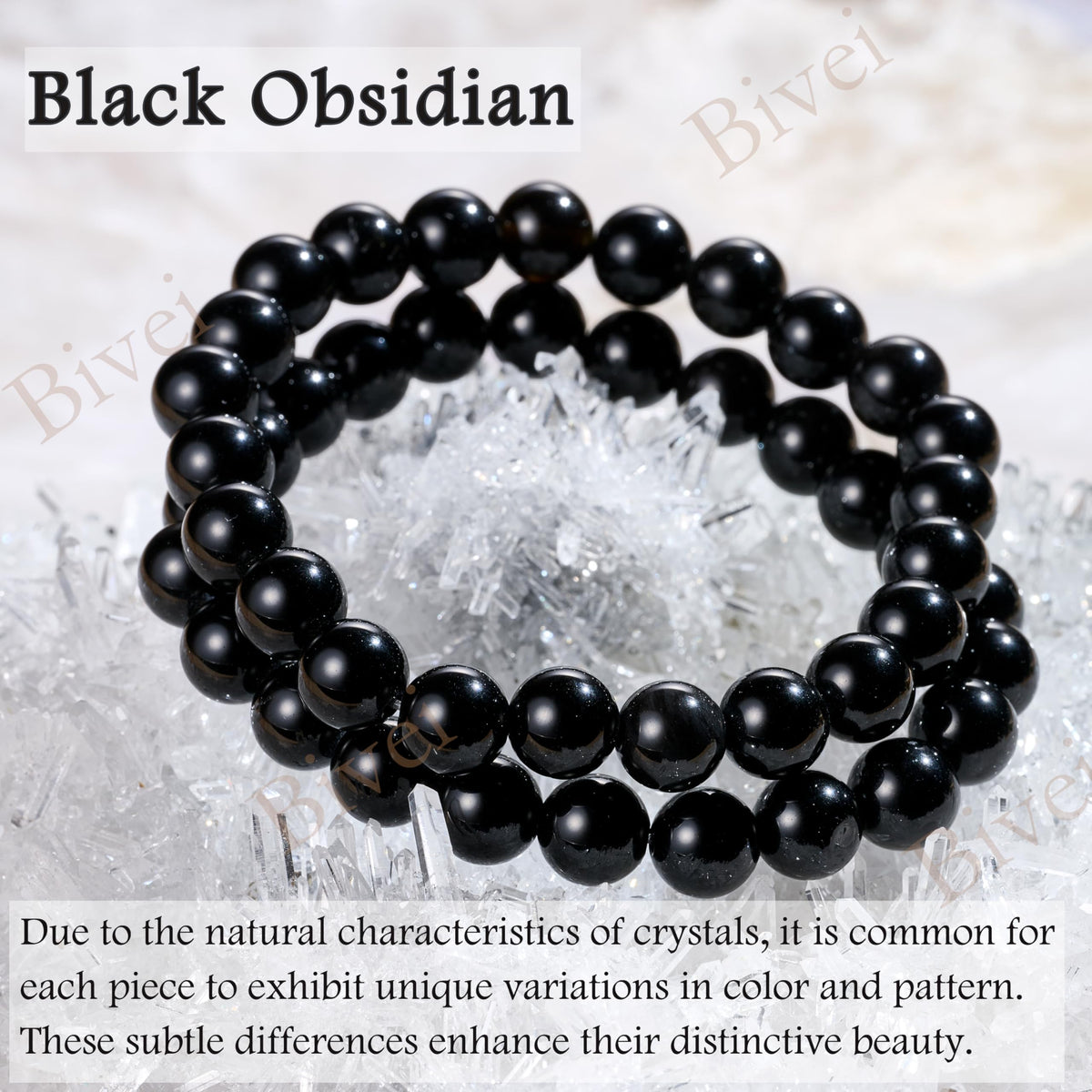 Black Obsidian - Strength - 8mm Beaded Bracelets for Women Handmade Semi Precious Natural Stone Stretch Elastic Jewelry Yoga Protection Gifts