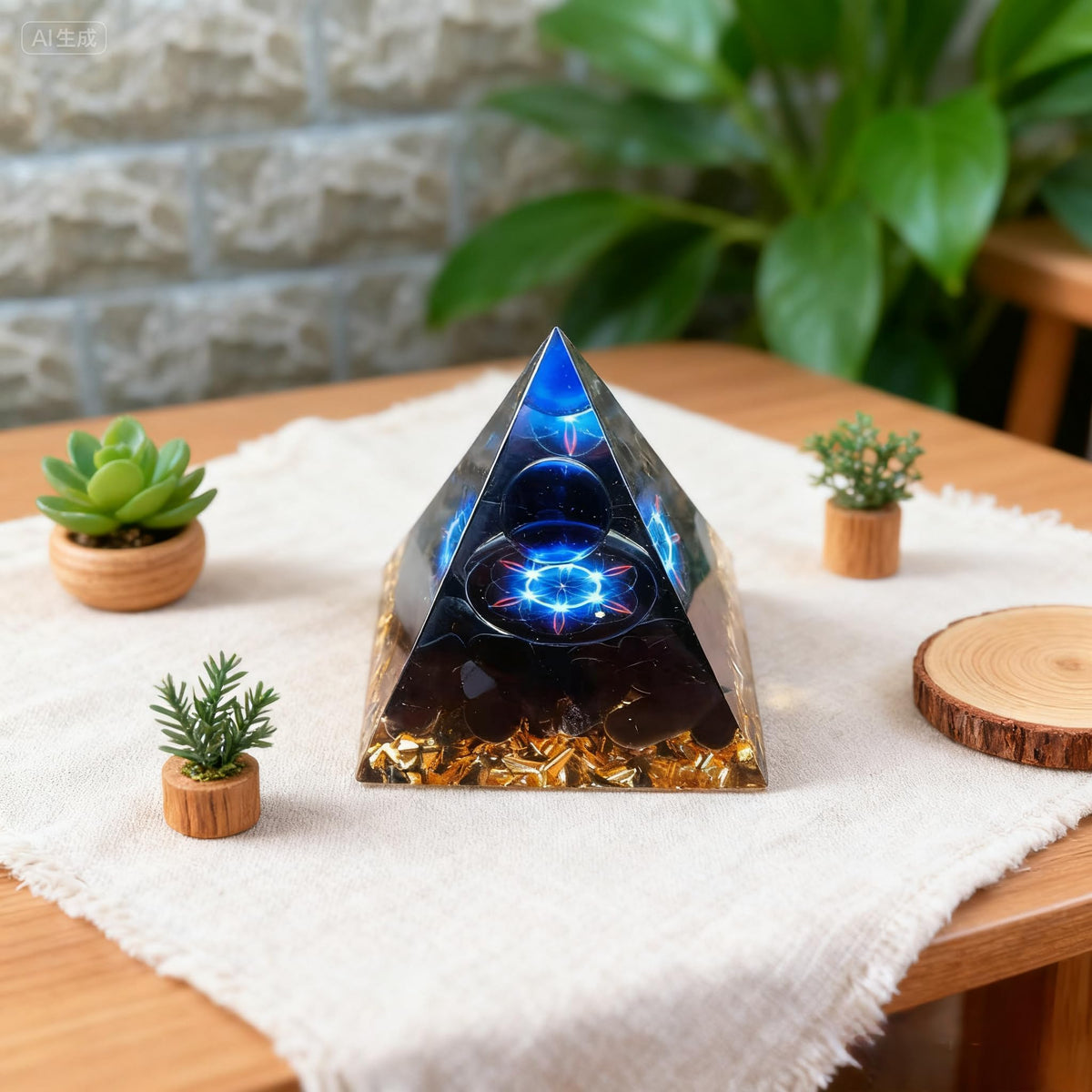 ycyingcheng Moonstone Crystal Orgone Pyramid Ogan Crystal Energy Tower, Nature Reiki Chakra Crushed Stone Jewelry, Crystal Pyramid for Home Decor (Crystal Pyramid-27)