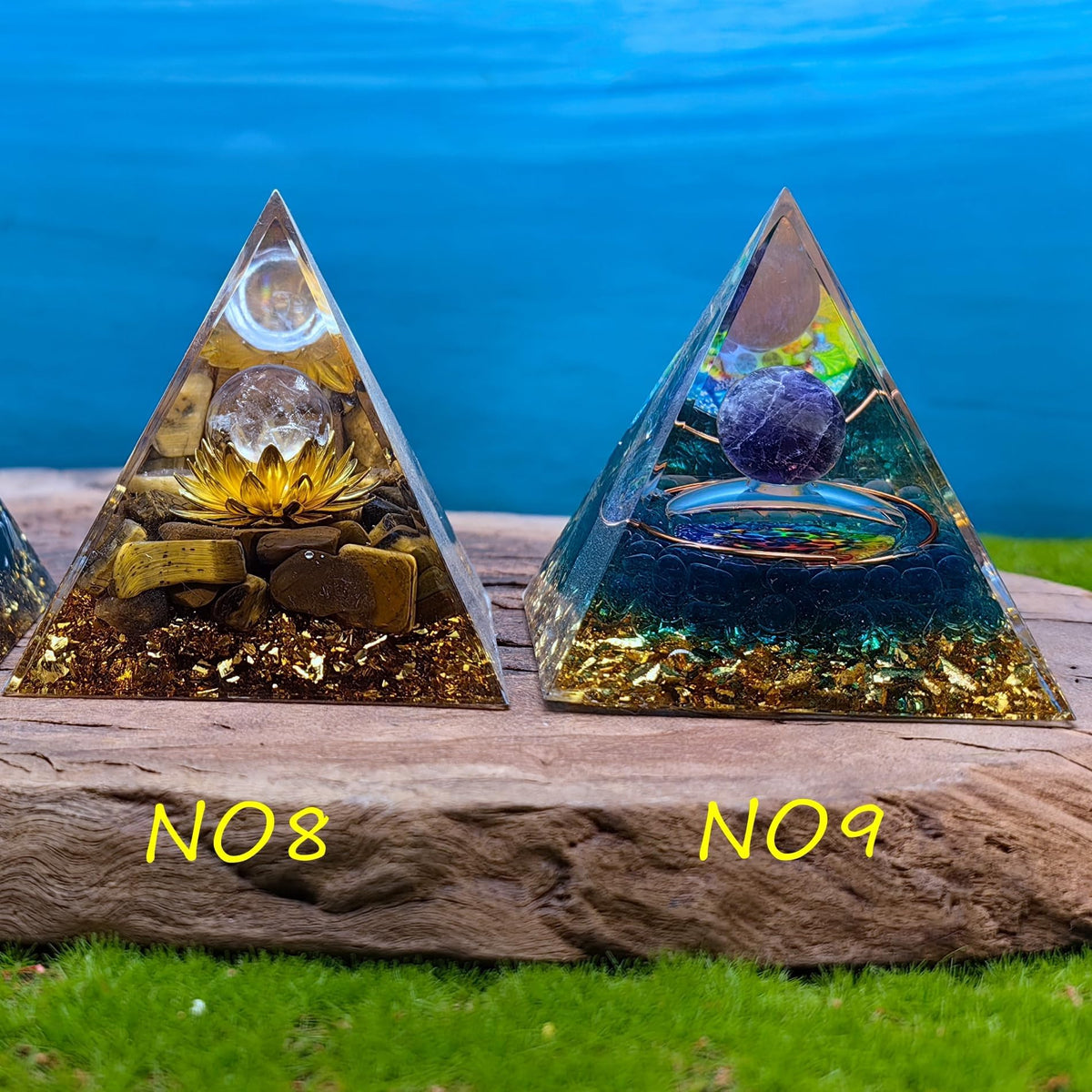 Healing Crystals Orgone Pyramid for Positive Energy, Stress Reduction, and Attracting Wealth and Luck Reduce Stress and Promote Healing with this Crystal Pyramid Home Decor (NO4,6cm)