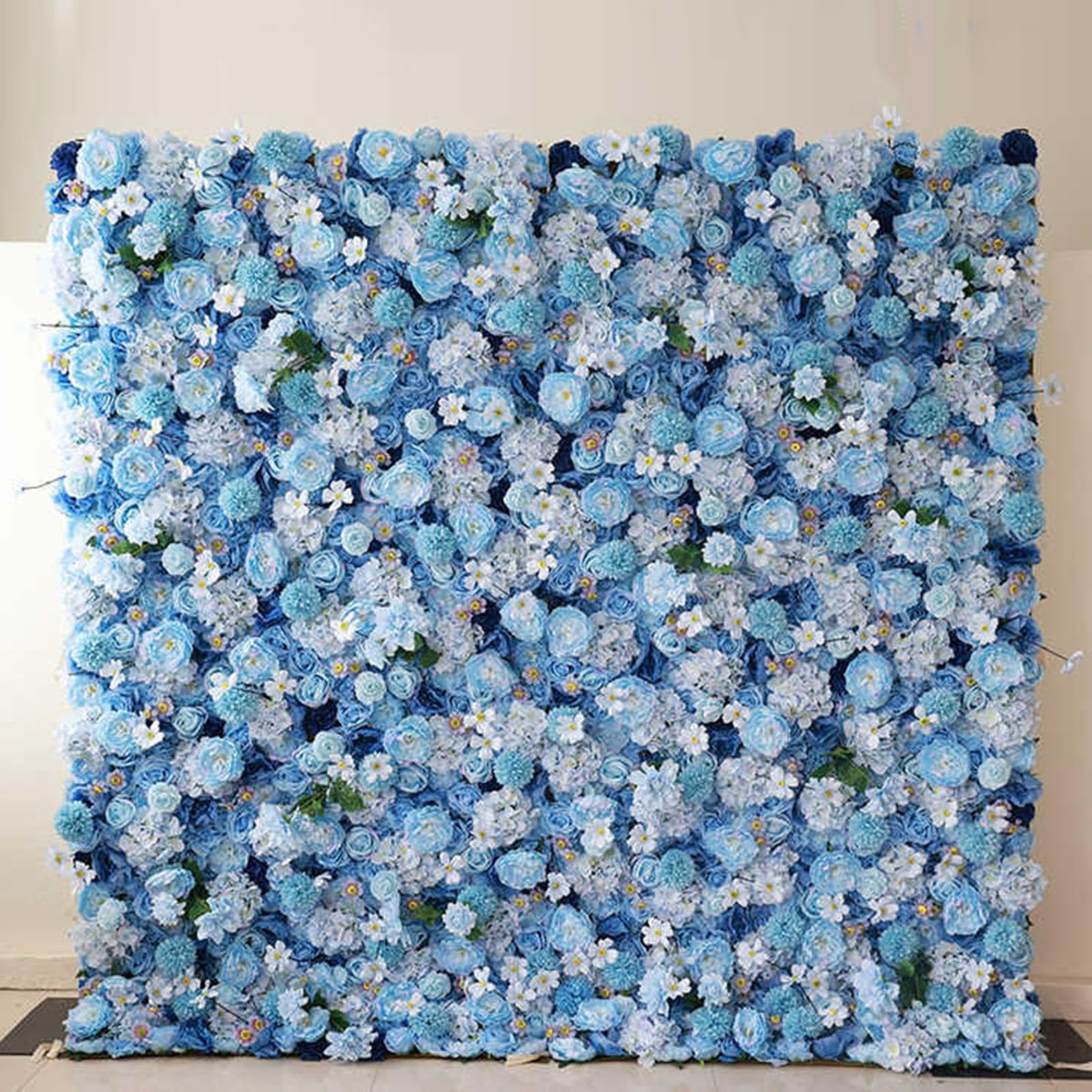 UYCVT Handmade Blue Flower Roses Wall Large Artificial Flower Wall Backdrop Panels, Rose Wedding Backdrop 3D Floral Wall Fabric Flower Wall for Party Baby Shower Bridal Wedding-3m*3m/10 * 10FT