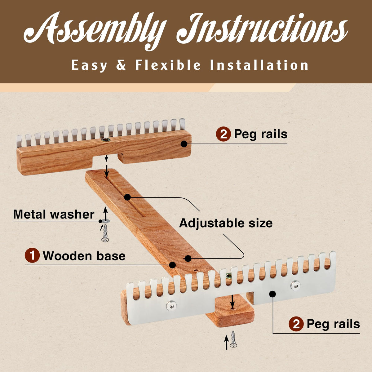 Savina Adjustable Tapestry Weaving Loom, Small Expandable 3.5in to 11.8in, Wooden Frame for Weaving Yarn, Art Projects, Ideal for Beginners & Advanced.