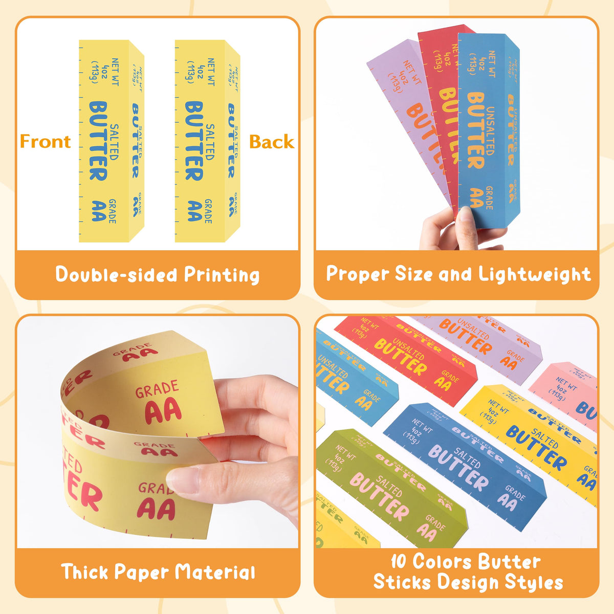 Laffact 100Pcs Book Tracker Bookmarks - Butter Stick Shaped Book Tracker, Yellow Blue Pink Themed Baking Bookmarks, Colorful Reading Page Marker Gift for Bookish Book Lover School Library Supplies