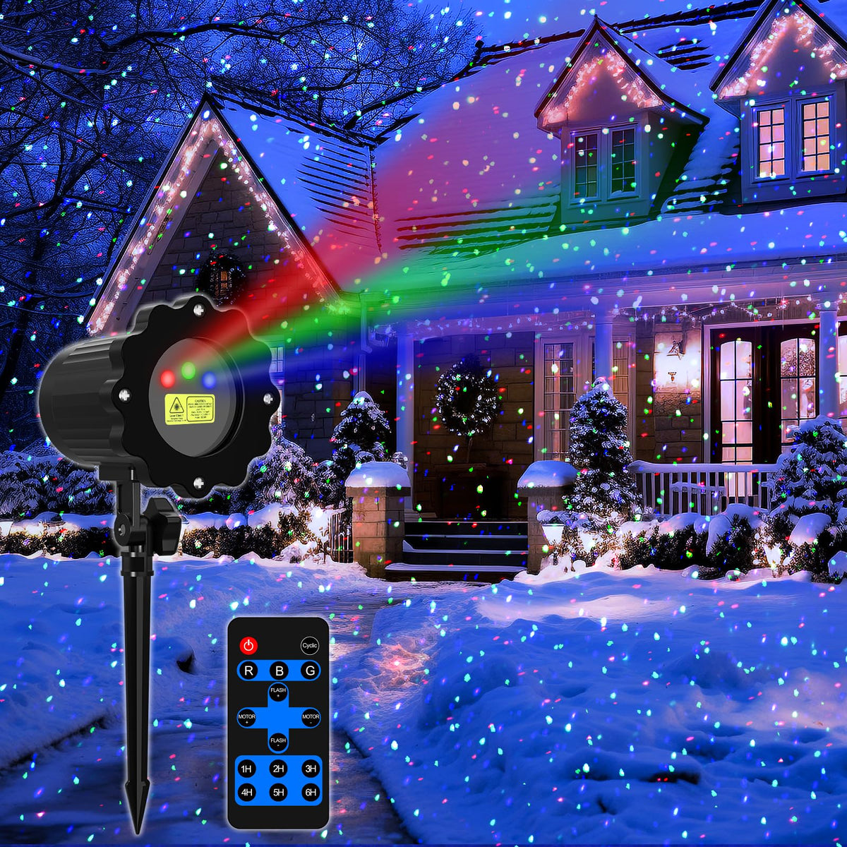 SHEDALED Laser Christmas Projector Lights Outdoor, RGB Laser Light Projector, Firefly Lights Show with Remote & Timer, Waterproof, Holiday Decoration for Christmas, Home House Decor, Party, Garden