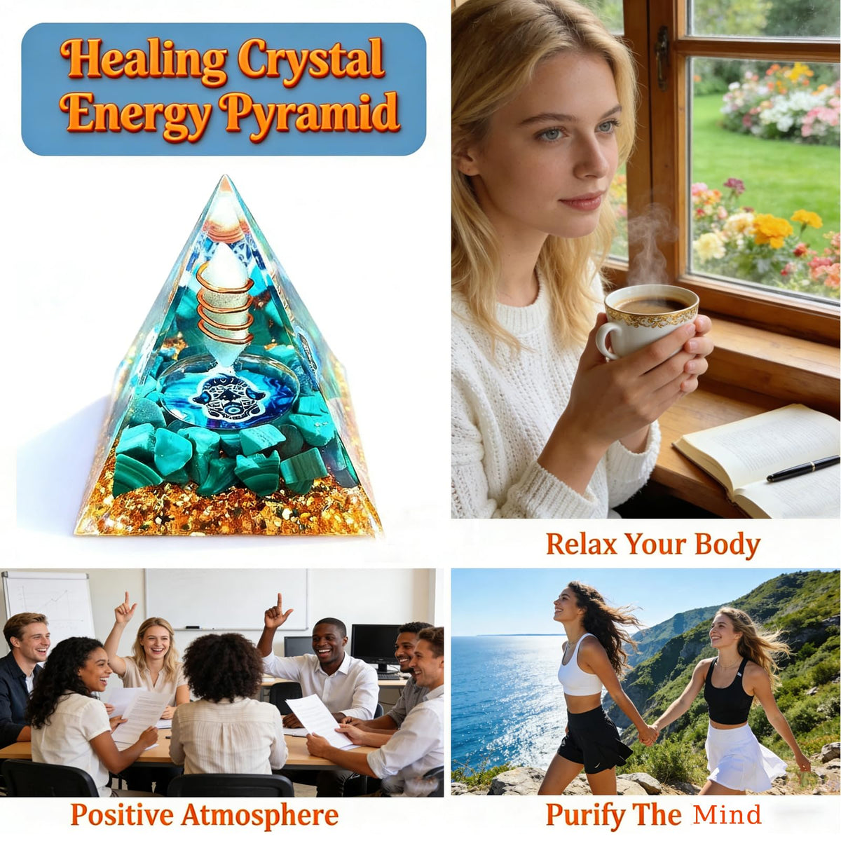 Crystal Column Orgonite Pyramid, Positive Energy Obsidian&Lapis Lazuli Orgone Crystal Healing Pyramid, for Reduce Stress, Balance Chakra,Meditation Attract Luck, Accumulate Wealth&Health (Green)
