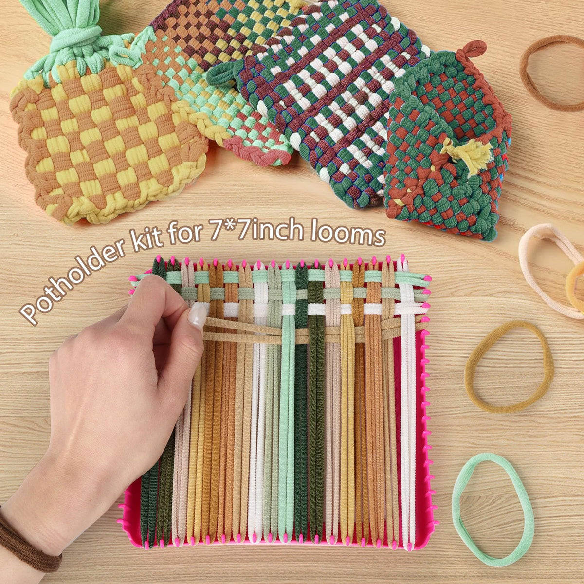 800 PCS Weaving Loops 7” Traditional-Sized Neutral Themed Potholder Loom Refill Loops for Kids and Adults Rainbow Knitting Loops Weaving Flexible Loom Kit Elastic Ideal for Girls Ages DIY Crafts
