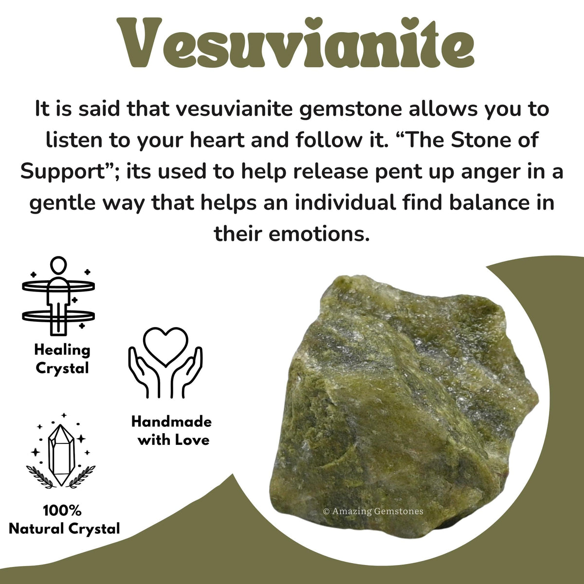 Amazing Gemstone Vesuvianite Raw Crystals and Healing Stones, Natural Rocks for Tumbling and DIY Raw Stones and Crystals (1 LB)