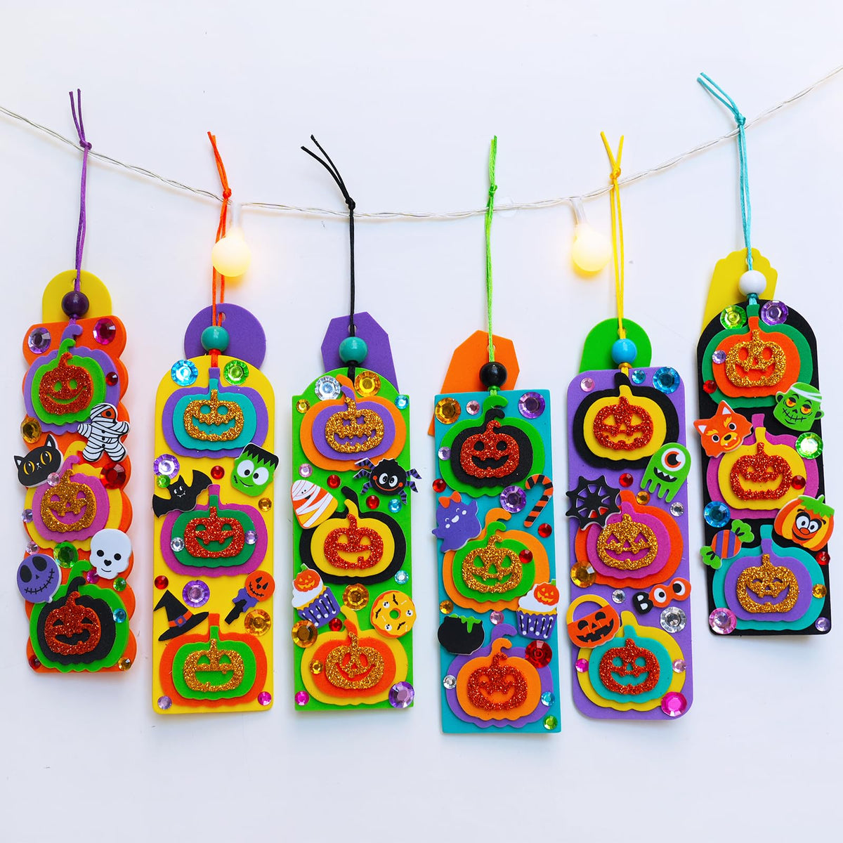 Winlyn 36 Sets Halloween Craft Kits Fall Crafts DIY Pumpkin Jack-O'-Lantern Bookmark Ornaments Decorations Art Sets Halloween Foam Stickers Art and Crafts for Kids Classroom Activities Party Favors