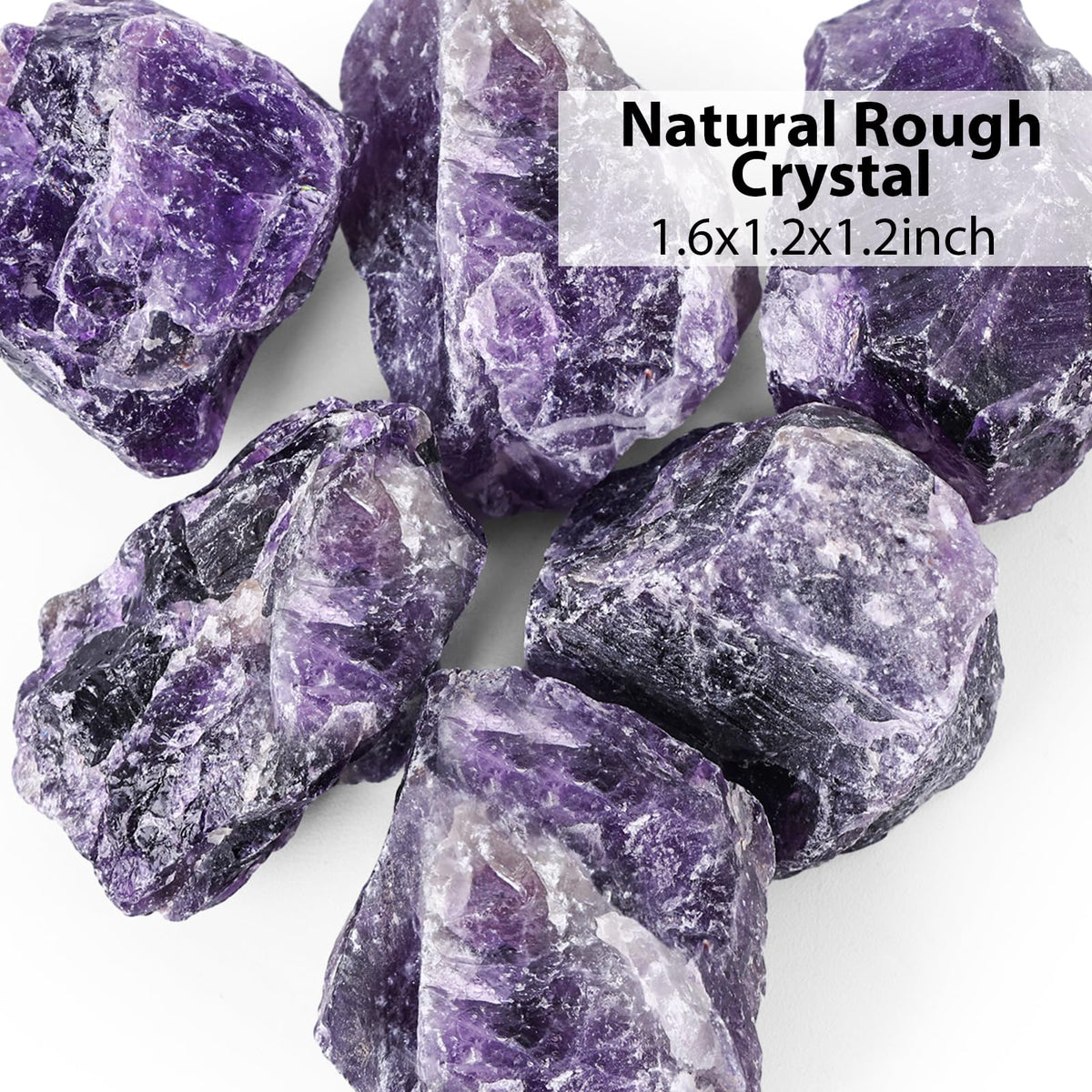 JOHOUSE 6PCS Amethyst Crystal with Jar, Natural Rough Stones Crystal Large Raw Quartz Healing Gemstones for Reiki, Fountain Rocks, Polishing, Wicca（1.6x1.2inch)