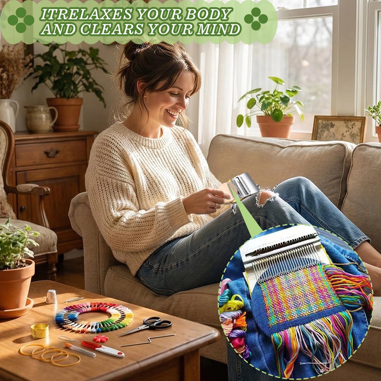 Jeyermier Patchmaker 2.0 Kit, Portable Patch Darning Kit for Beginners, Speedweve Darning Loom to Repair Holes on Socks, Clothes & Jeans, Knit Patch Repair Tool for Quickly Sewing Repair (14 Hooks)