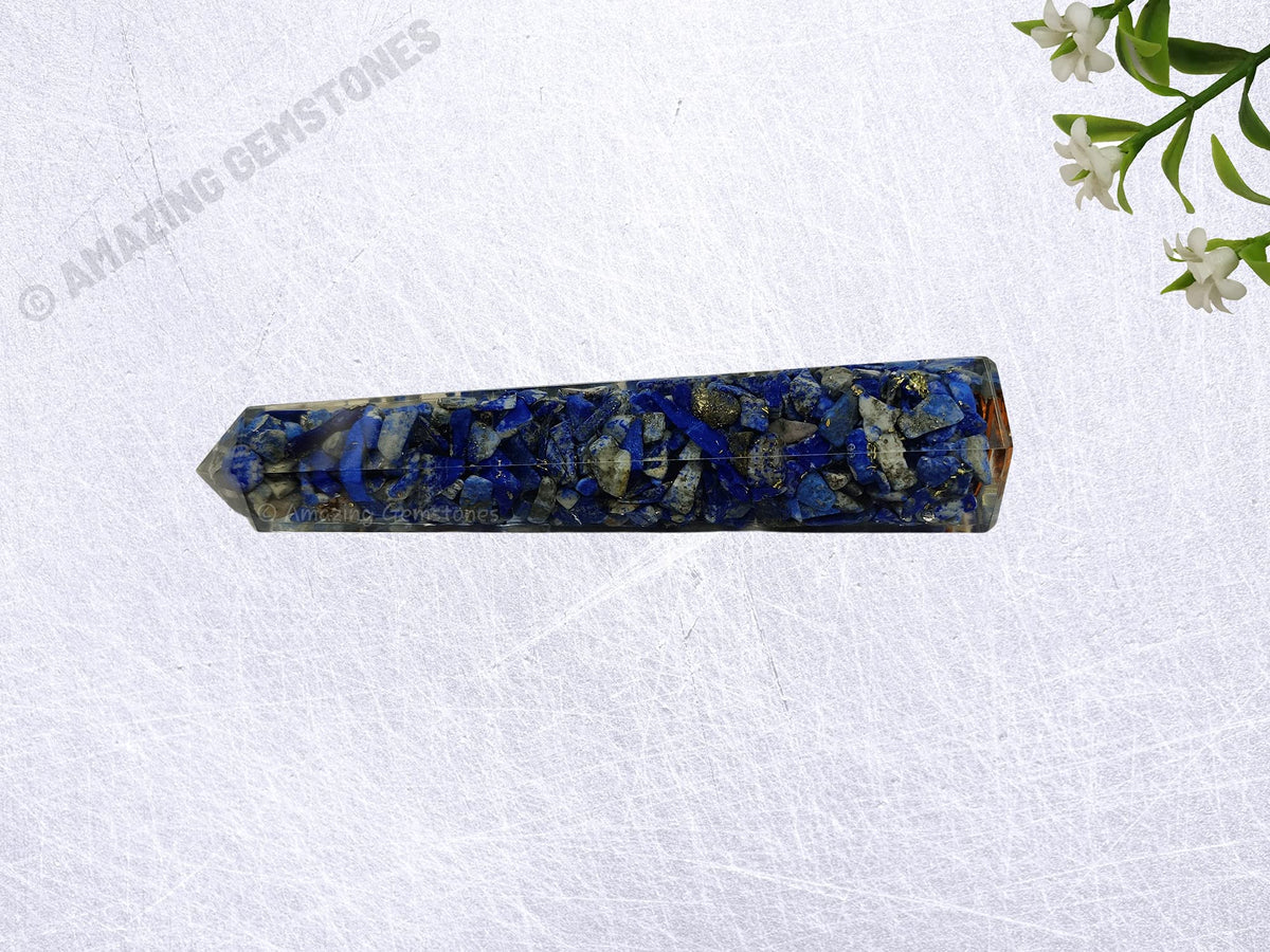 Amazing Gemstone Lapis Lazuli Crystal Orgone Towers ~ Natural Healing Crystal Point Obelisk for Reiki Healing and Crystal Grid (4.5 to 5 Inch, Pack of 1)