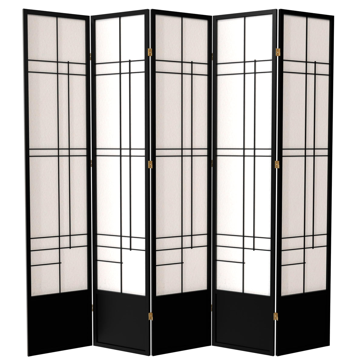 Red Lantern 7 ft. Tall Eudes Shoji Screen - Black - 5 Panels