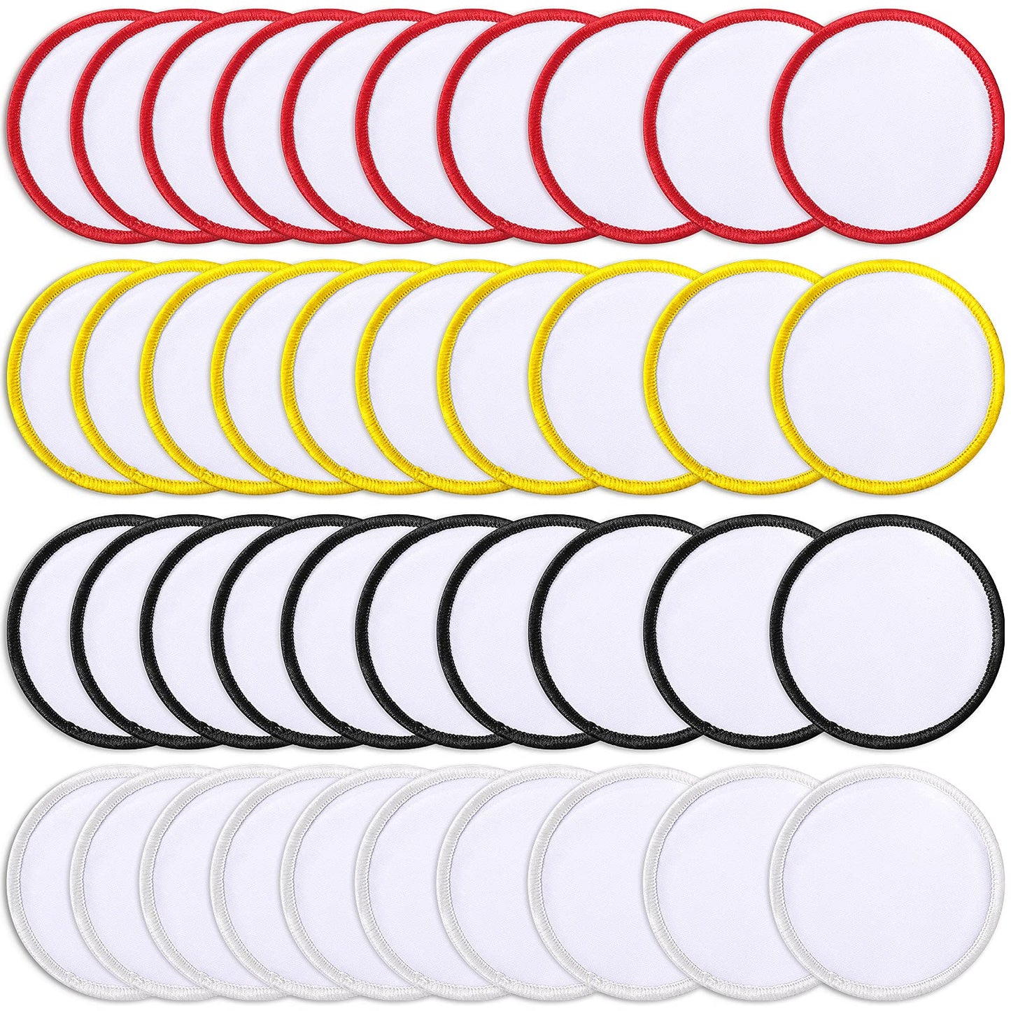 40 Pieces Iron on Round Sublimation Patch Blank Fabric Circle White Patch Circle White Patches Heat Transfer Repair Blank Patches for Clothes, Hats, Uniforms, Backpacks, Shoes