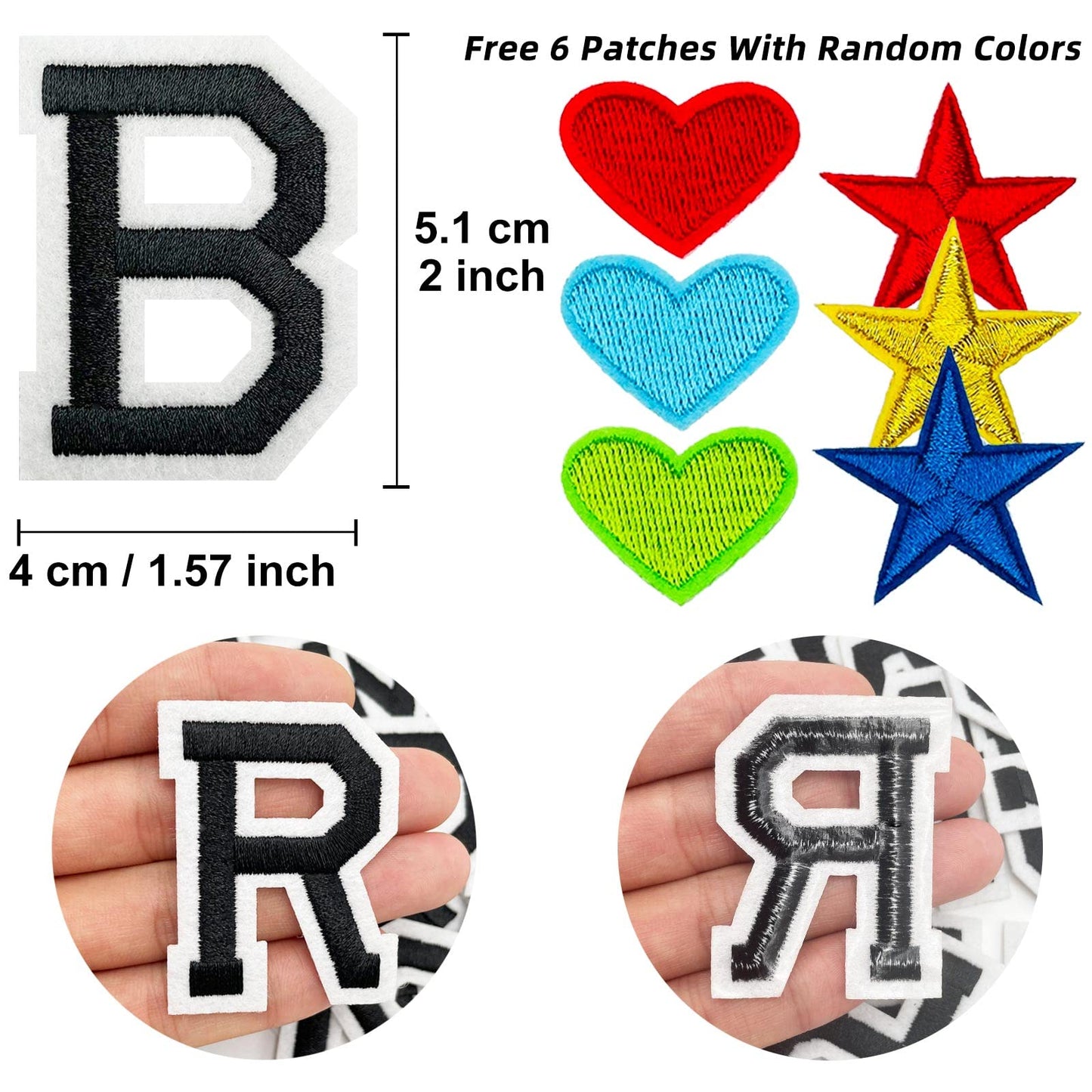 Jongdari Iron on Letters, 110 Pcs Alphabet Patches, Decorate Repair Letter Patches for Clothing Shirts Jackets Hats Jeans Shoes Bags (Black)