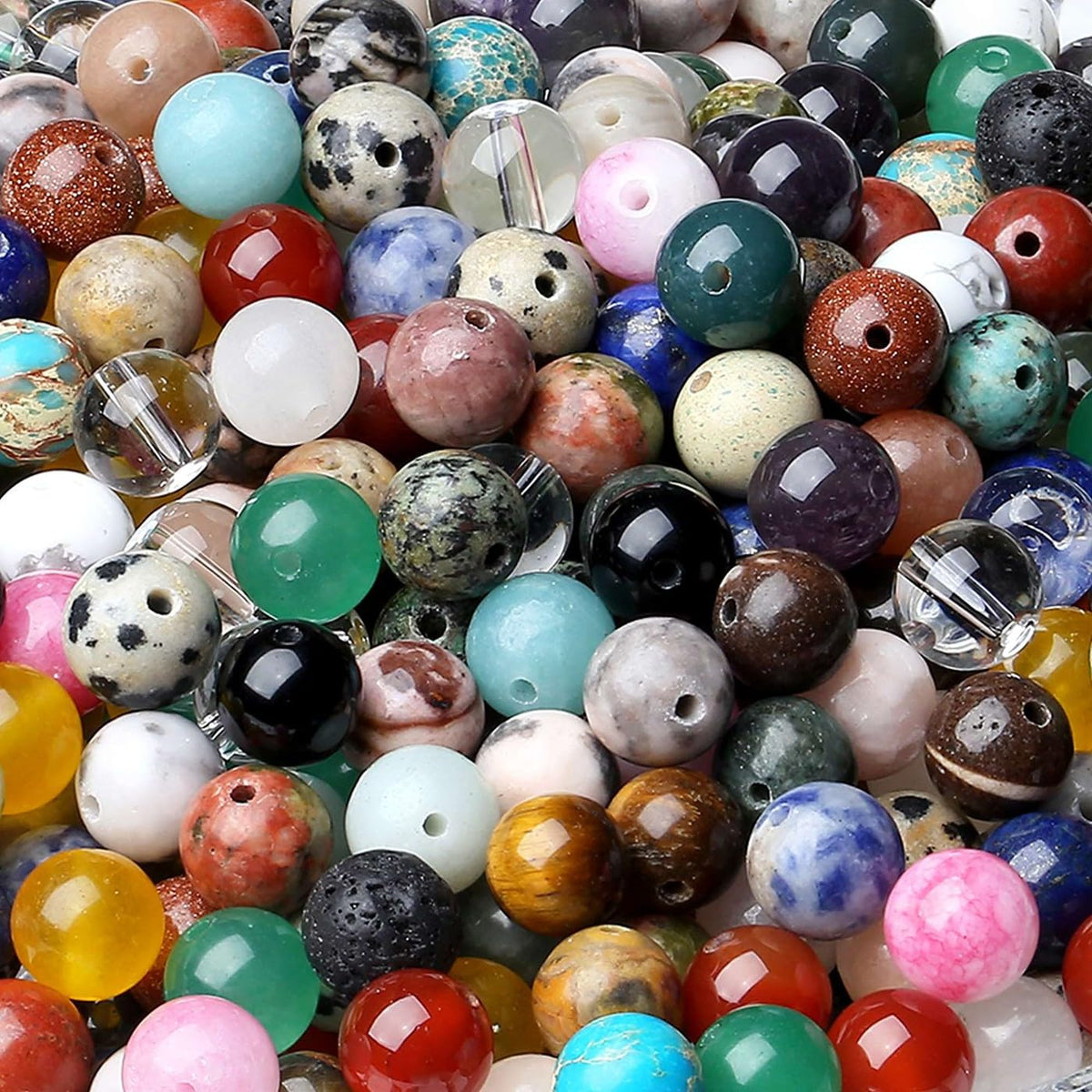 LAIDANLA Multicolor 100PCS 8mm Natural Stone Beads Round Loose Gemstone Stone Beads for DIY Bracelet Necklace Earrings Jewelry Making Polishing Genuine Real Crystal