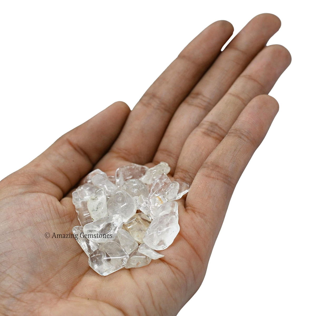 Amazing Gemstone Clear Quartz Crystal Chips Aquarium Gravel Rocks - 1000+ Carat Clear Quartz Chips Bulk Fish Tank Gravel, Small Tumbled Stone Chips and Tiny Crystals for Decoration (Natural AAA Grade)