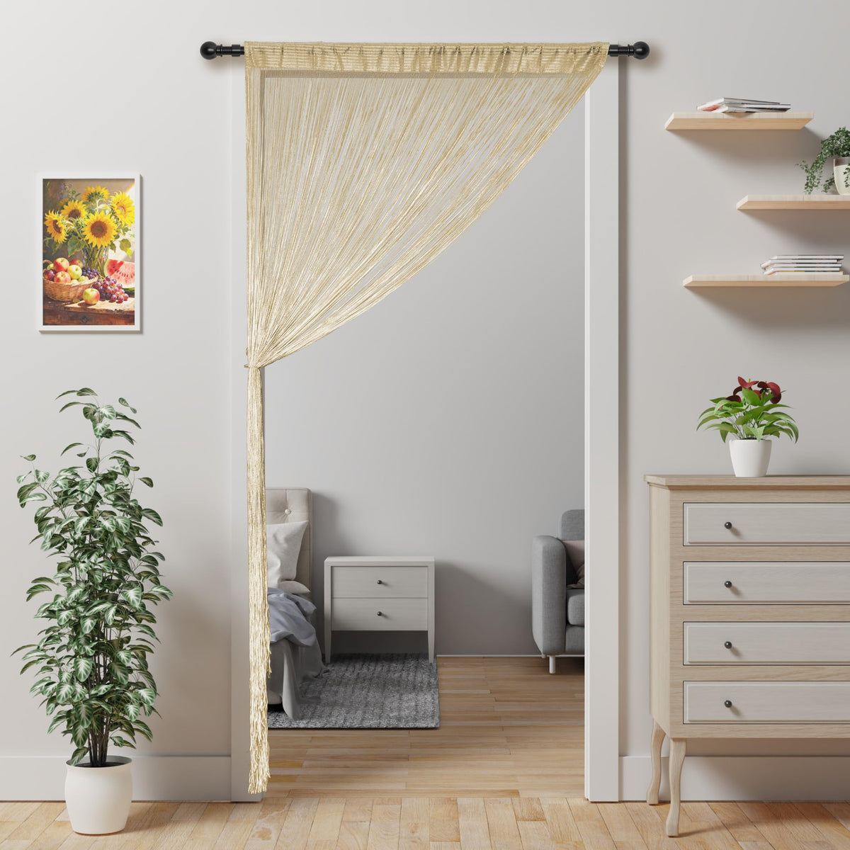 Alwighlit String Curtains for Doorways Door Curtain, Boho Hanging Fringe Tassel Door Curtain, Room Divider Privacy Panel for Bedroom Closet Wedding Party Home Decor 39×79in