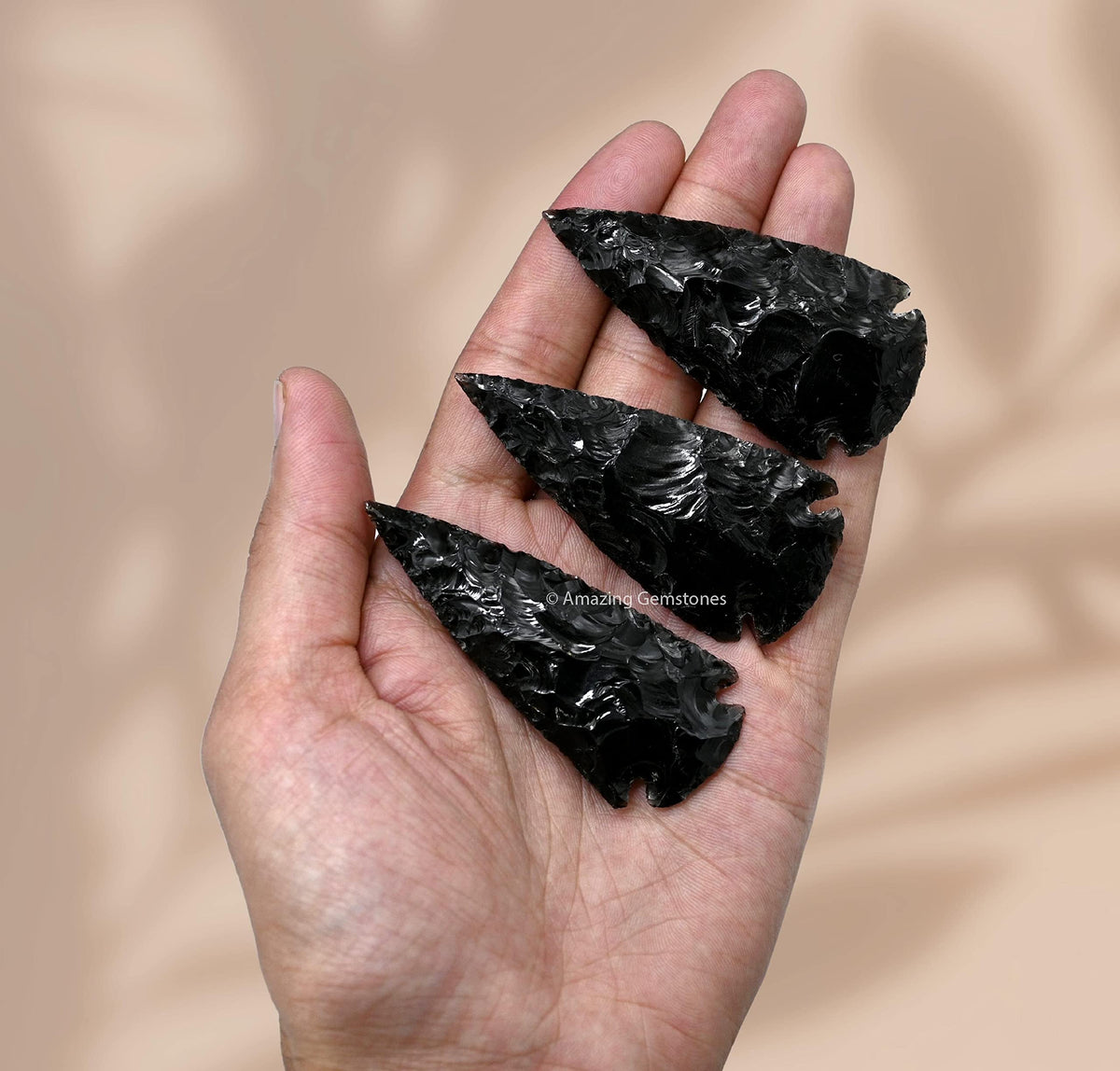 Amazing Gemstone 3 Pieces Black Obsidian Arrowhead, Crystal and Healing Stone Flint Rock Arrow Head - 2 to 3 Arrowheads for DIY Project Craft Point Jewelry Making