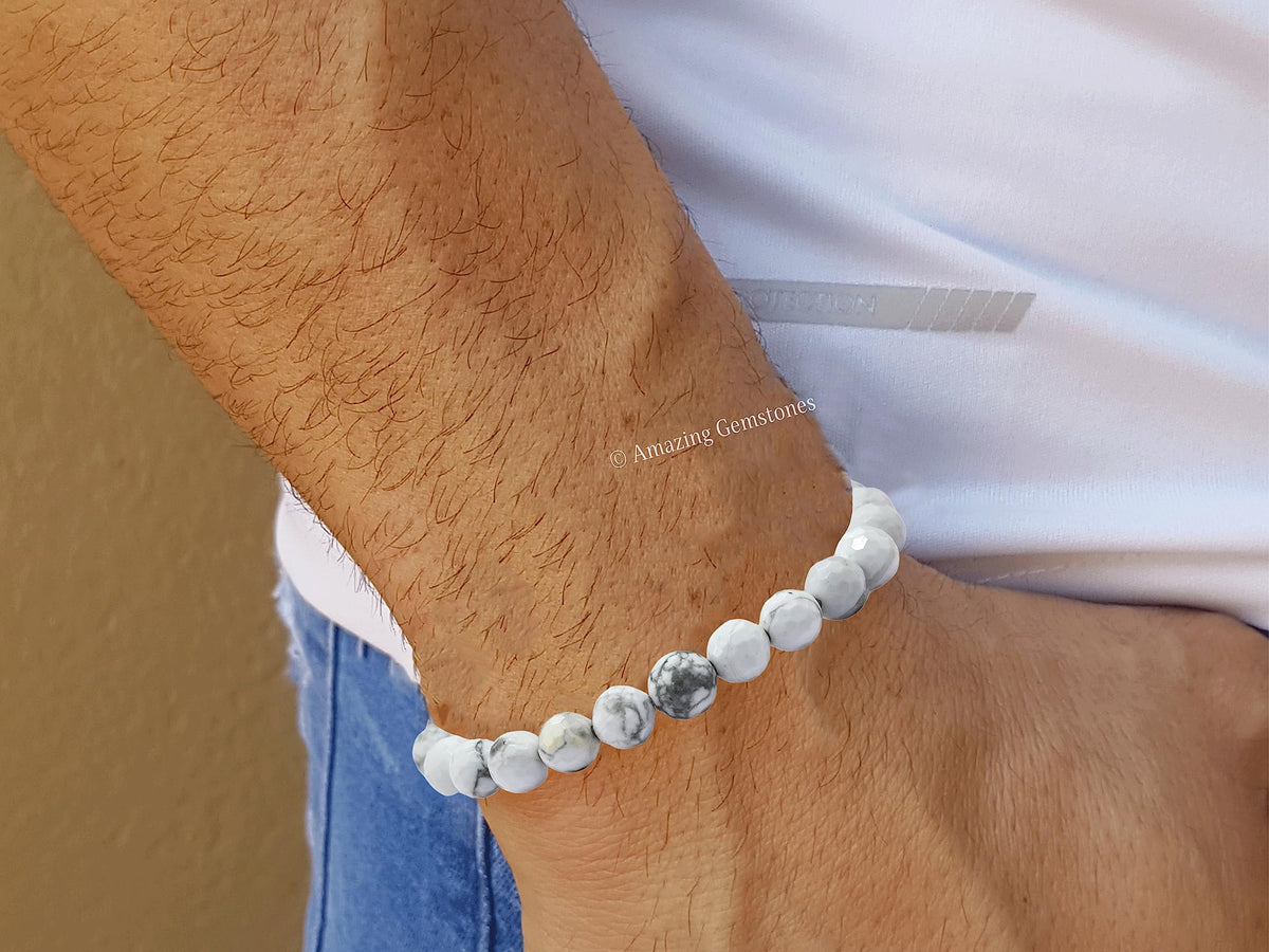 Amazing Gemstone Howlite Bracelet for Women - Chakra Mens Bracelet Protection Crystals and Healing Stones - Blessing Spiritual Meditation Gift Christmas Stocking Stuffers
