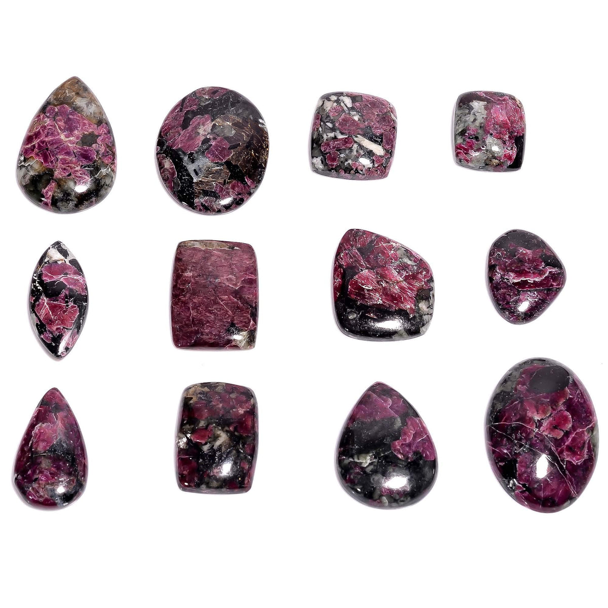 2 pcs Natural Eudialyte Gemstone Wholesale Cabochons Lot, Jewelry Making Loose Gemstone, Polished Home Decor Specimen, DIY, Wire Wrapping, Reiki, Healing Crystals, Bulk Gemstone Deal