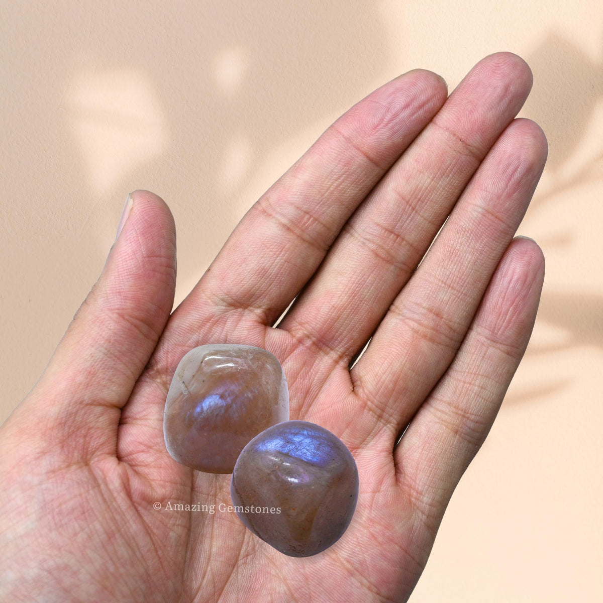 Amazing Gemstone Sun Moonstone Crystal Tumbled Stones Polished Rocks - Natural Gem Stones for Healing - DIY Crystals for Protection (1 Piece)