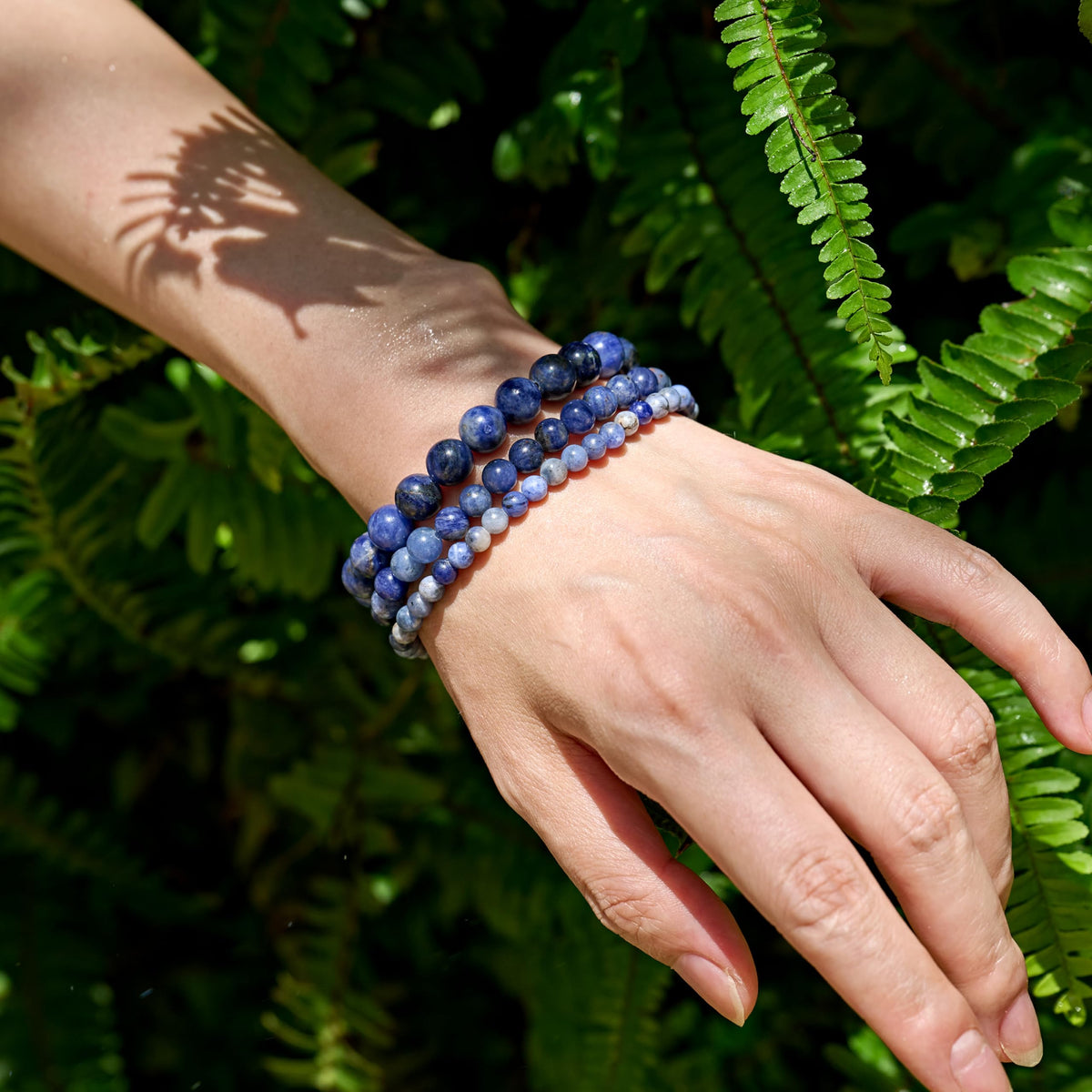 Sodalite-Clear Insight & Authenticity-8mm Beaded Bracelets for Women Handmade Semi Precious Natural Stone Stretch Elastic Jewelry Yoga Protection Gifts