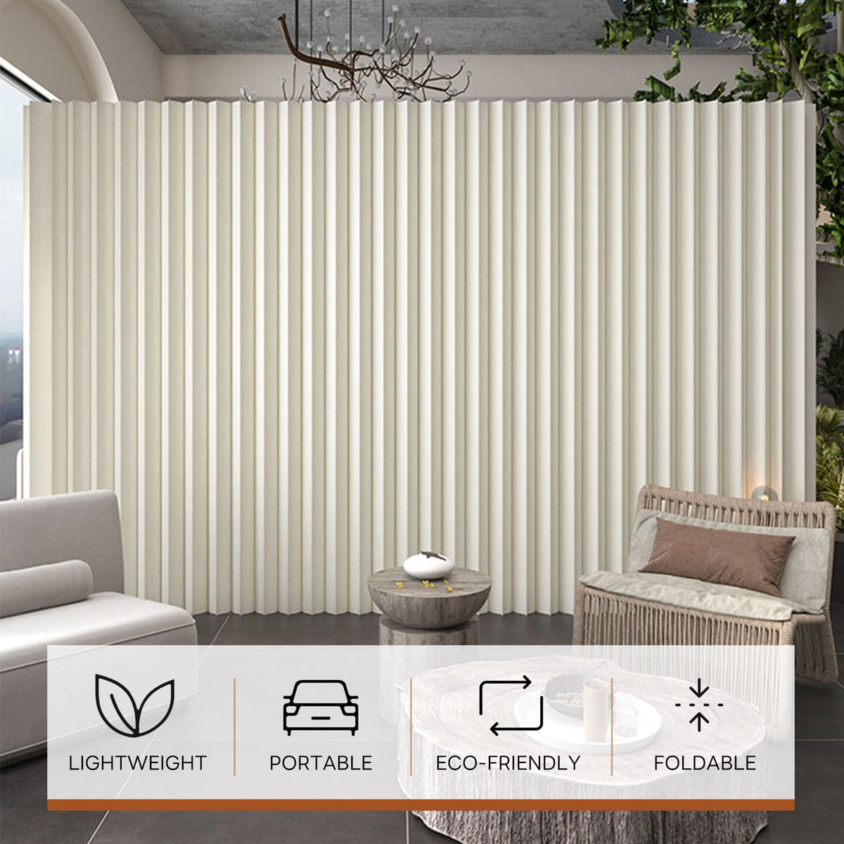 Paper Room Divider, Folding Privacy Screen Lightweight Stretchable Accordion Room Divider Wall, Portable Paper Wall Divide for Home, Office, Clothing Shop (White, L：158in x W: 17in x H：95in)