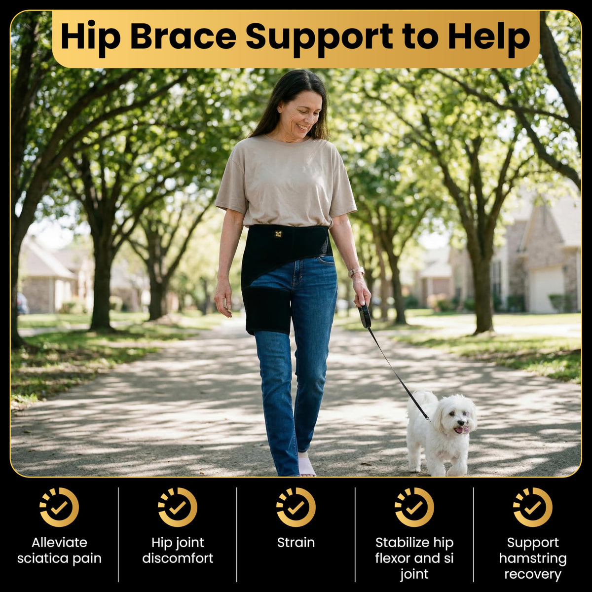 CopperJoint Adjustable Hip Brace for Women and Men, Black, One Size-Hip Support Brace for Groin, Hamstring, Thigh,Bursitis & Hip Arthritis, Left or Right Wear, Ideal for Daily Active Use