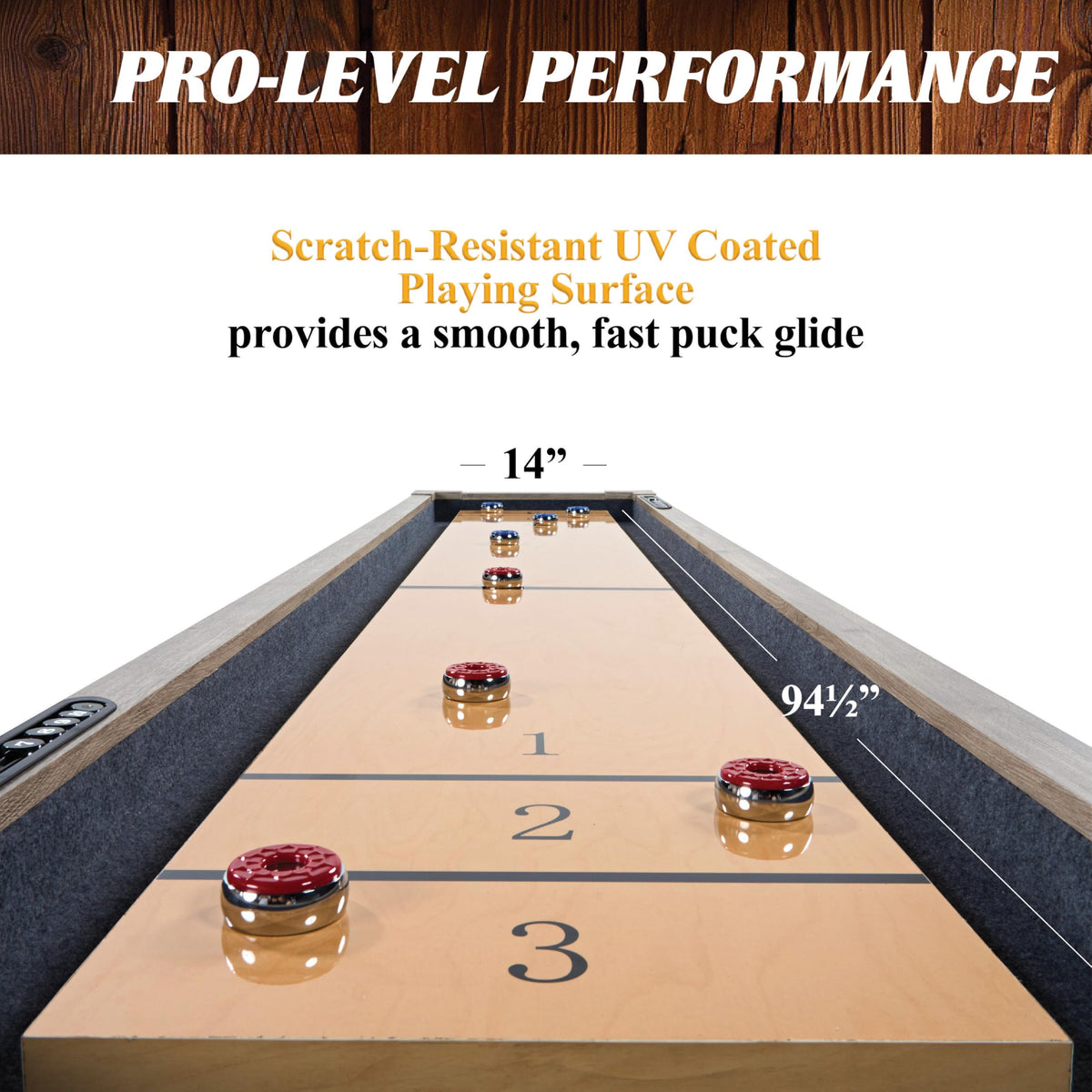 Barrington 9 ft Monteray Shuffleboard Table with Buffet Top, 2-in-1 Game Table & Furniture Style Dining Surface, UV-Coated Playfield, Climate Adjusters, Leg Levelers, 8 Pucks & Speed Powder Included