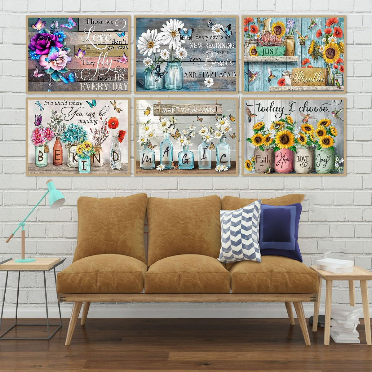 tigdtiu 6 Pack Inspirational Diamond Painting Kits for Adults-5D Diamond Art Kits for Adults Beginner, DIY Flower Full Drill Diamond Dots with Diamonds Picture Gem Art Crafts for Adult Decor 16x12 in
