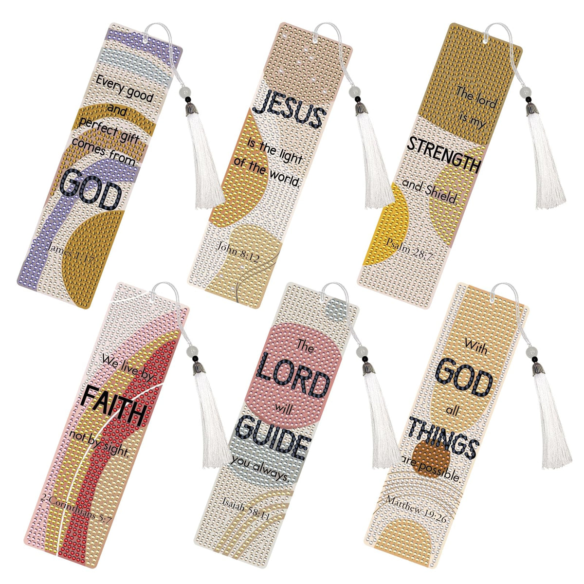 Bible Verse Diamond Art Bookmarks - 6 PCS DIY Boho Diamond Painting Bookmarks Kits Religions Aesthetic Christian Art Craft Inspirational Christmas Birthday Gift for Book Lovers Adult Beginners