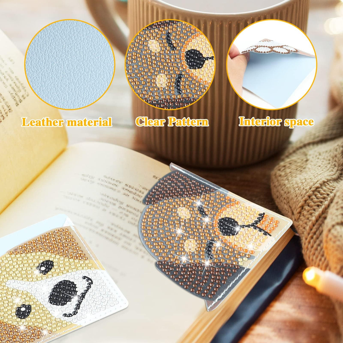 8 Pcs Dog Diamond Painting Corner Bookmark Dog 5D DIY Page Book Marks Triangle Book Lovers Gifts for Women Girls Art Craft Reading Lovers Presents
