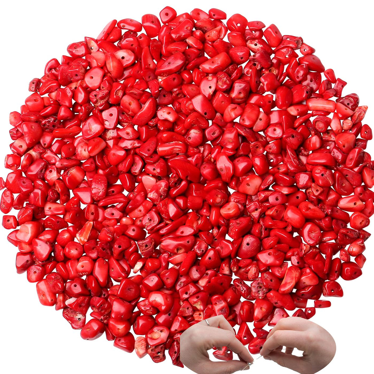 XIANNVXI Red Coral Beads, Natural Chip Stone Beads 400Pcs Crystal Bead 5-8mm Irregular Healing Crystal Loose Rocks for DIY Jewelry Making