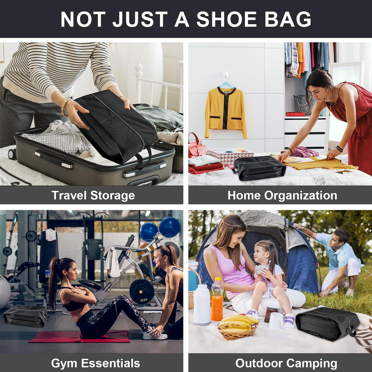 Shoe Bags for Travel, 4 Pack Extra Durable Travel Shoe Bags for Storage and Packing, Reusable Water-proof Shoe Bag with Smooth Zipper, Portable Travel Essentials