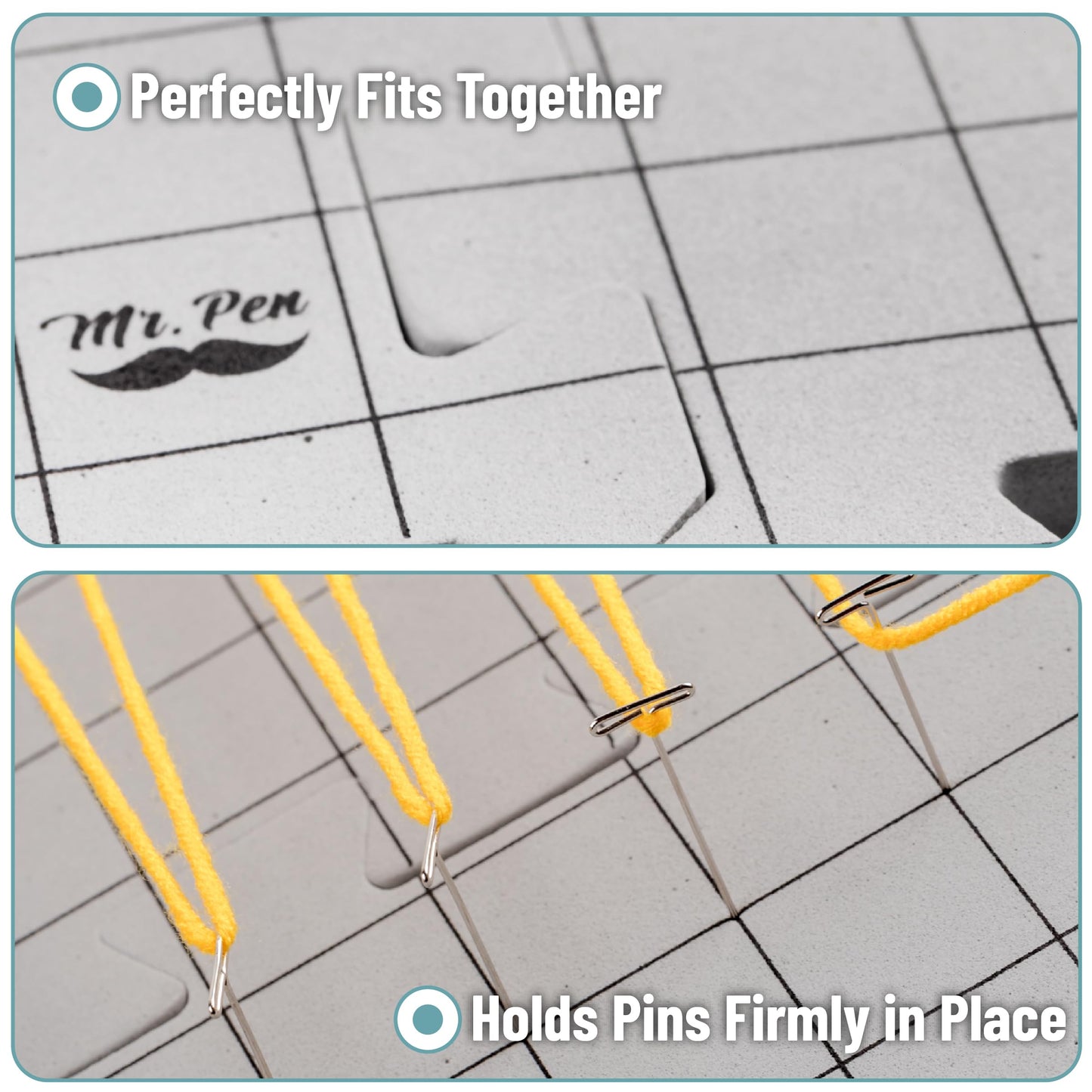 Mr. Pen- Blocking Mats for Knitting & Crochet Projects 12" x 12" & T Pins for Sewing 220 Pack